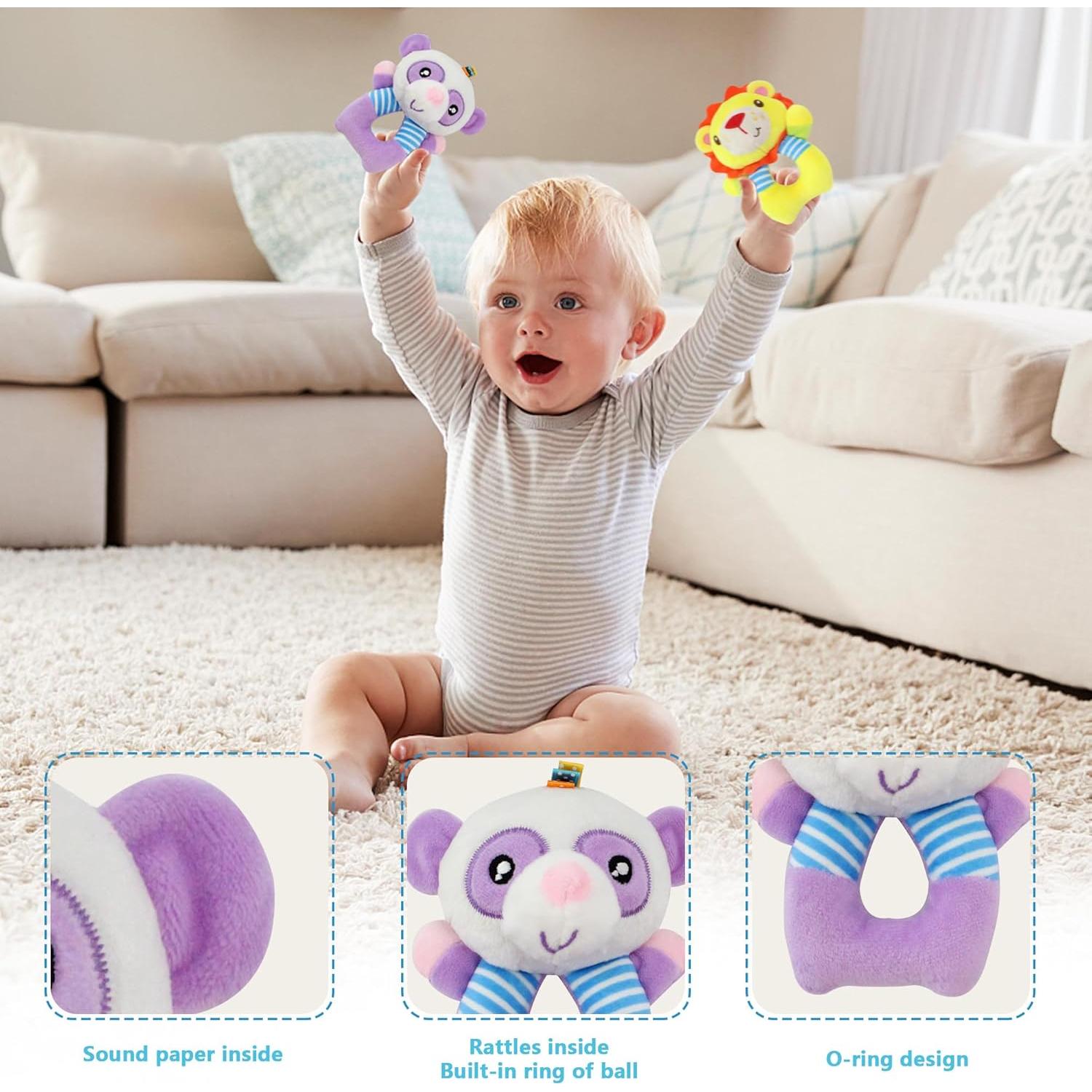 Sonajeros de Calcetines para Bebés Taoyi 2 Piezas Animales