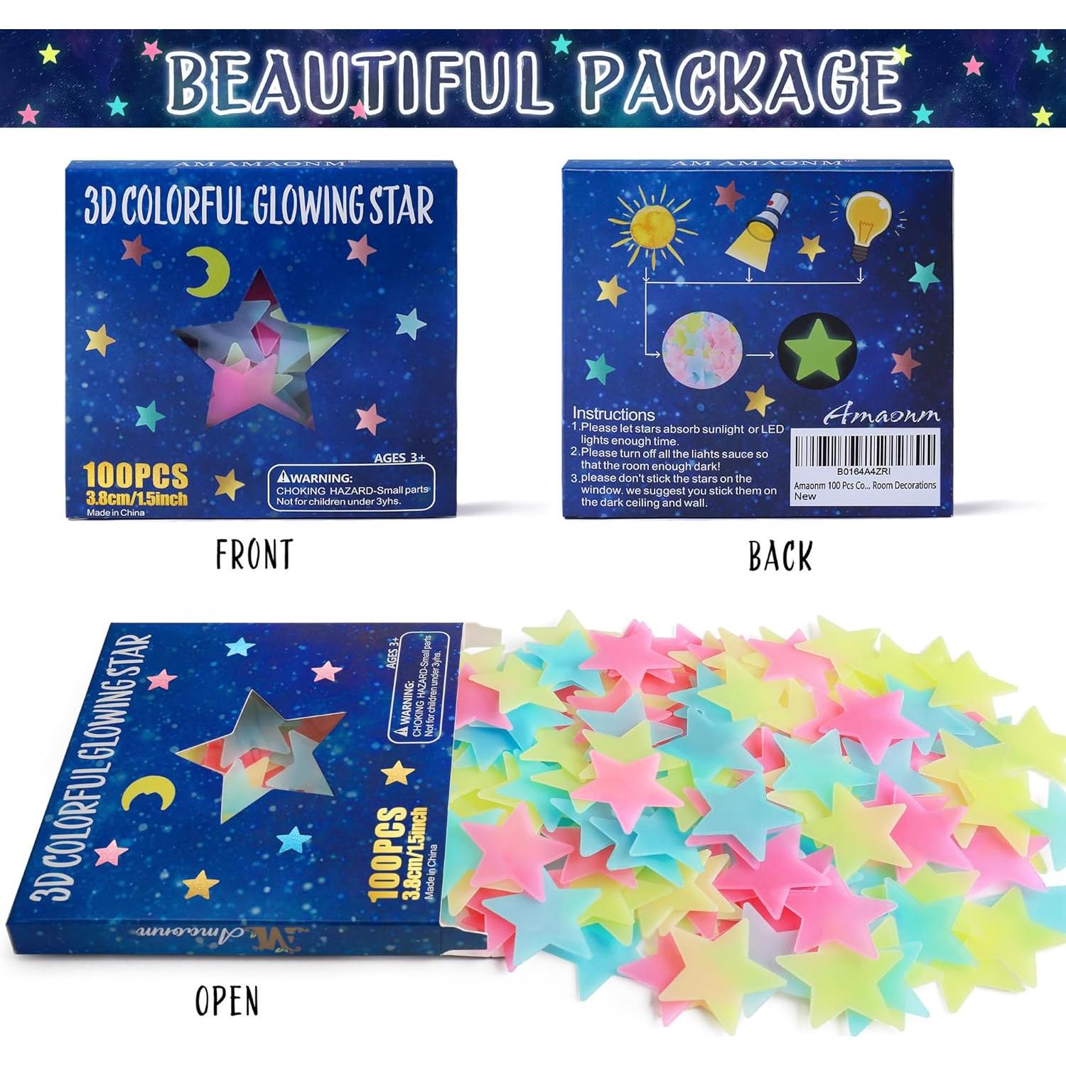 Calcomanías Estrellas Luminiscentes AM AMAONM 100 Pcs