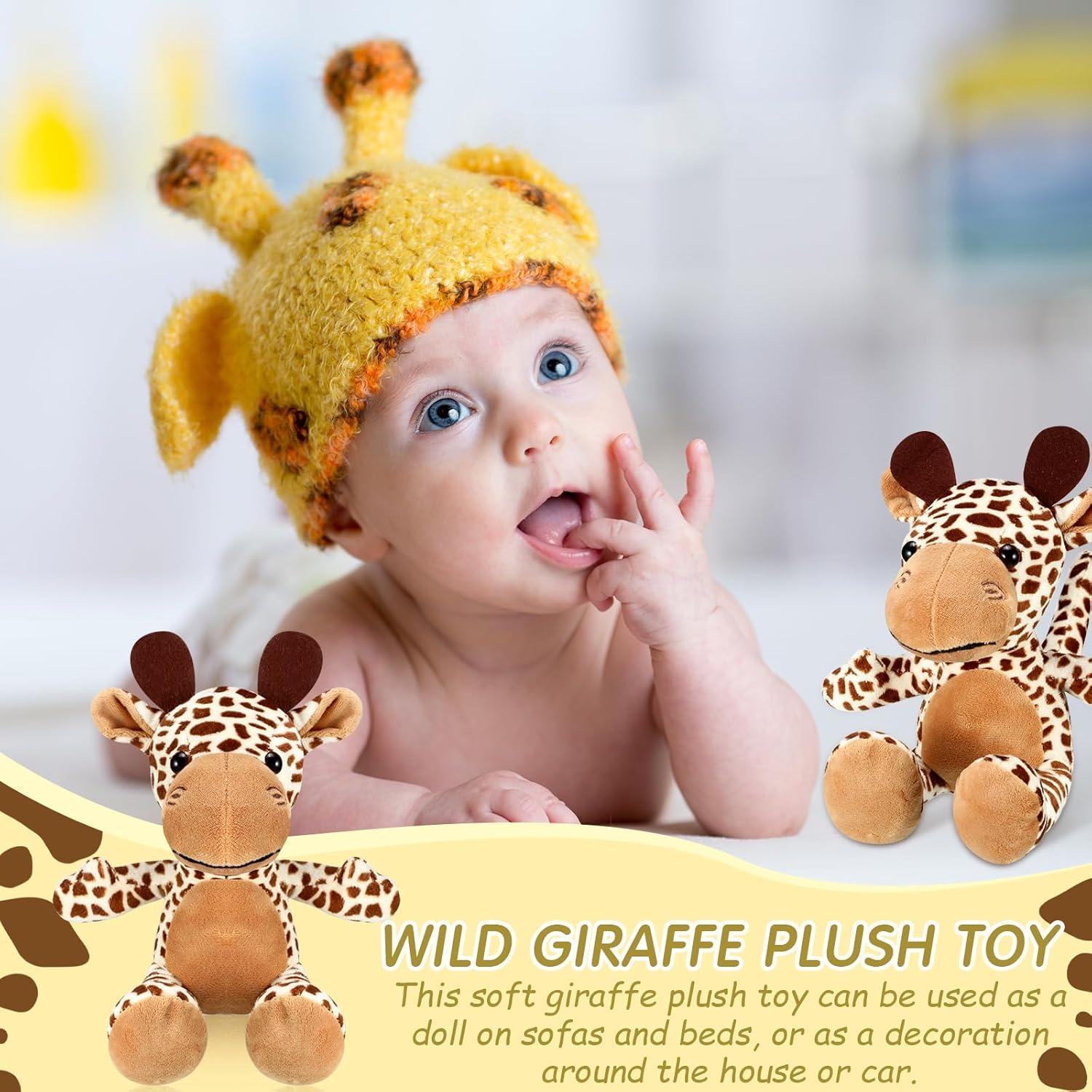 Wettarn 4 Pcs Stuffed Giraffe Toys Bulk Stuffed Animal 9.8'' Cute Soft Plush Cuddly Giraffe Gifts Baby Plushies Zoo Wild Animal Party Decorations for Kids Girls Boys Birthday