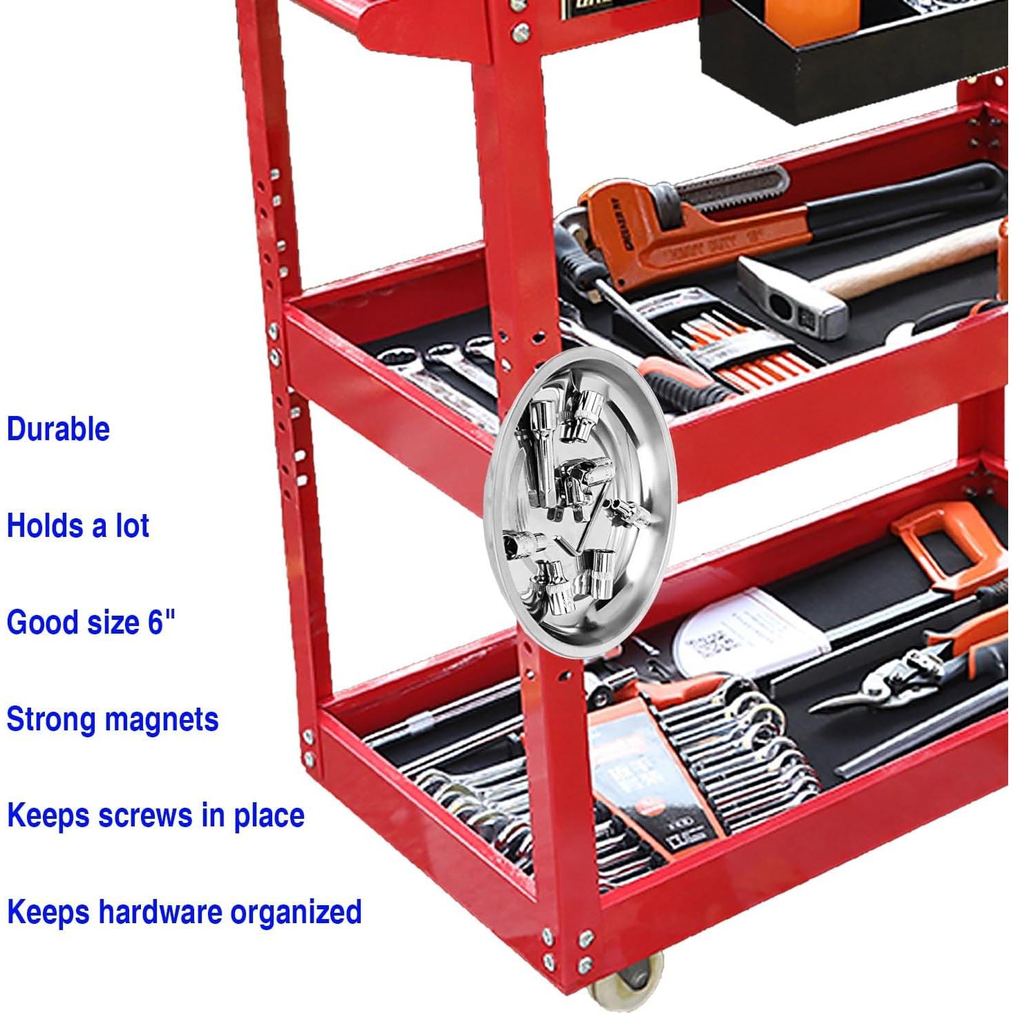 Bandeja Magnética Redonda Acero Inoxidable 3 Piezas 15.24 cm