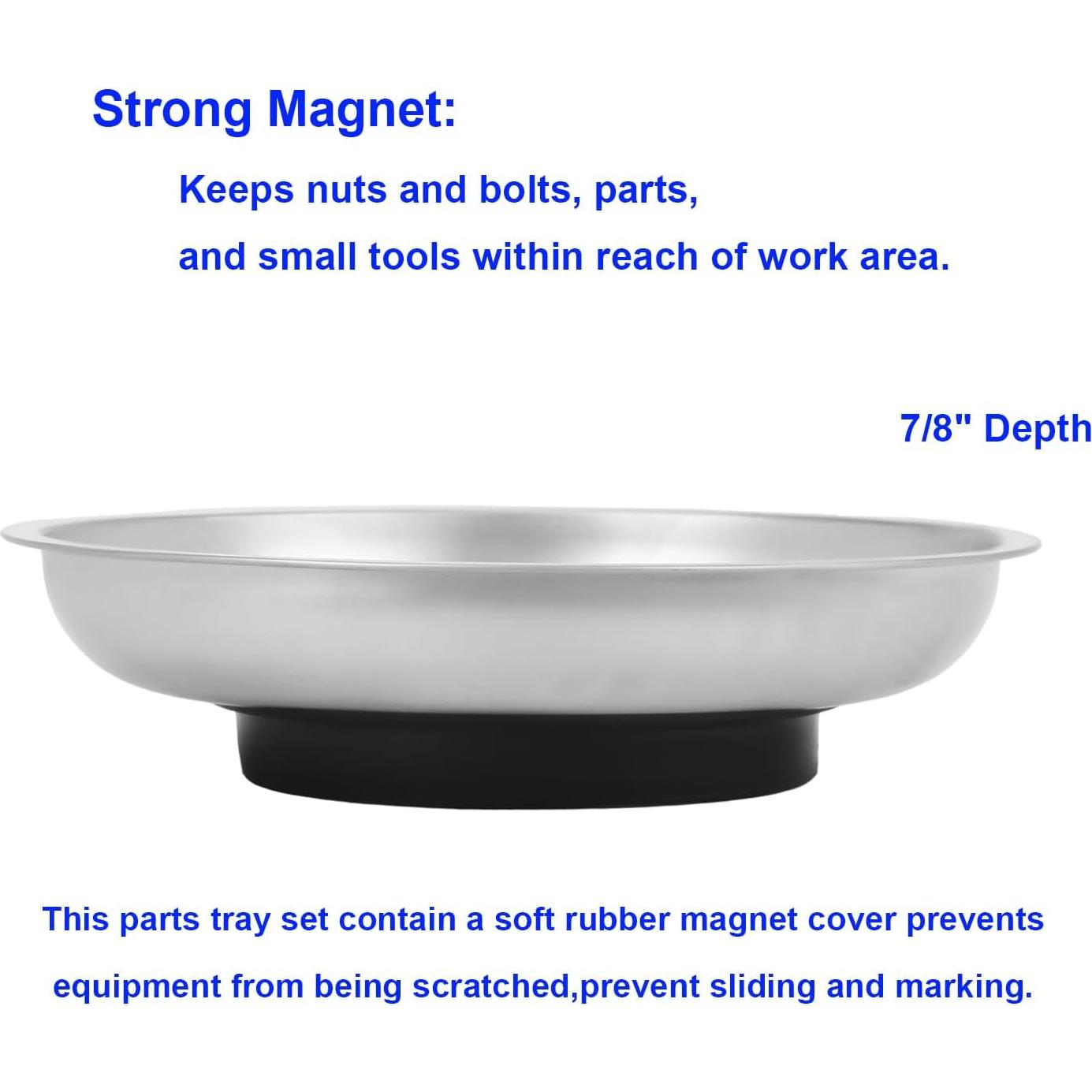 Bandeja Magnética Redonda Acero Inoxidable 3 Piezas 15.24 cm