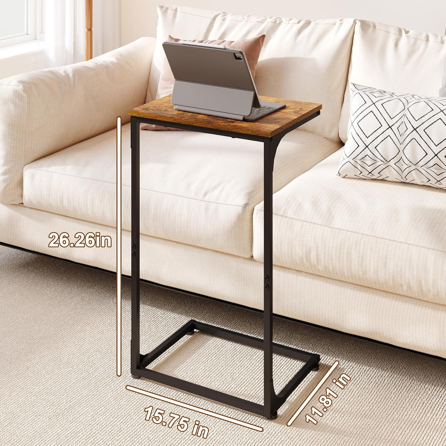 Mesa lateral estrecha Sonyabecca negra 40x30 cm estilo rústico