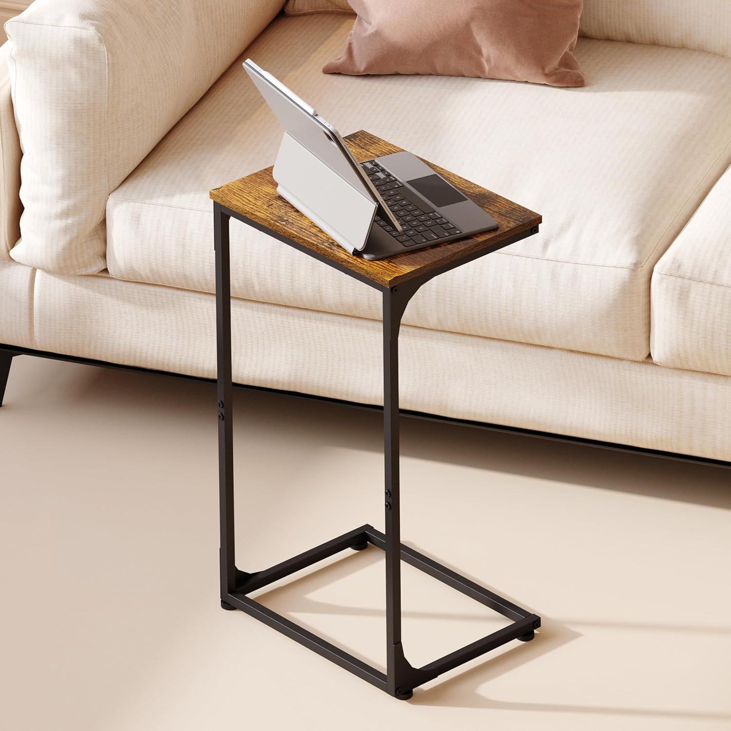 Mesa lateral estrecha Sonyabecca negra 40x30 cm estilo rústico