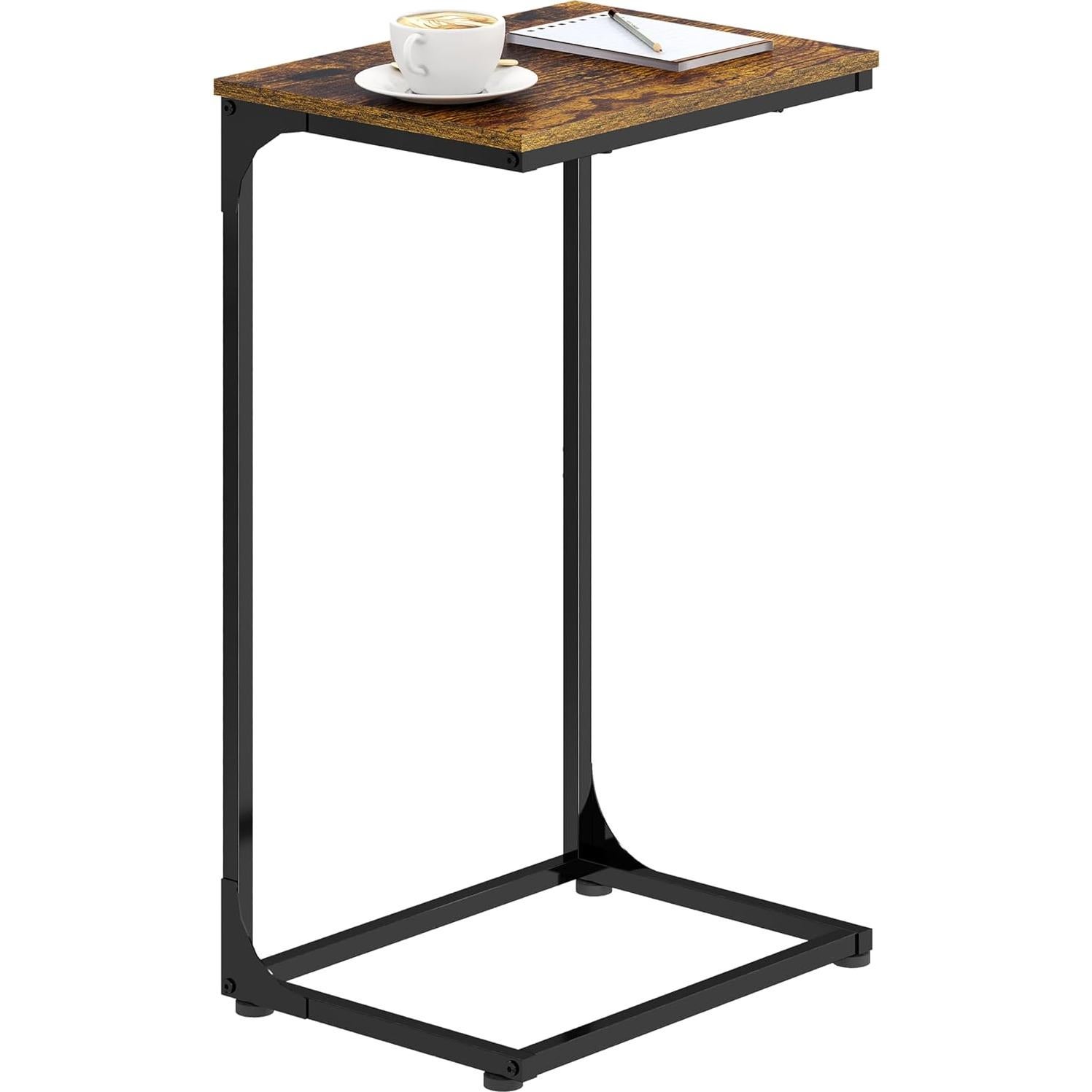 Mesa lateral estrecha Sonyabecca negra 40x30 cm estilo rústico