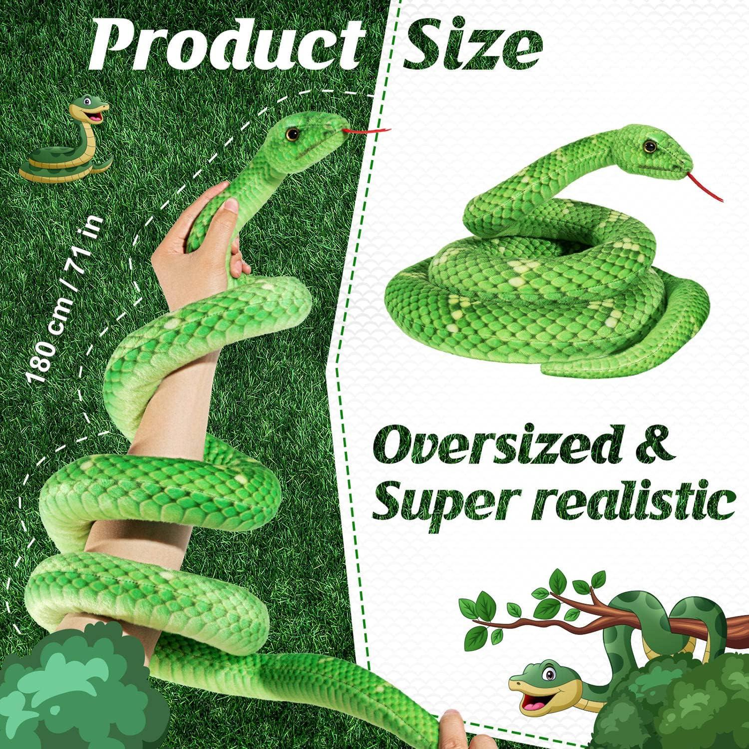 Serpiente de Peluche MGZTTHW 180 cm Realista Verde