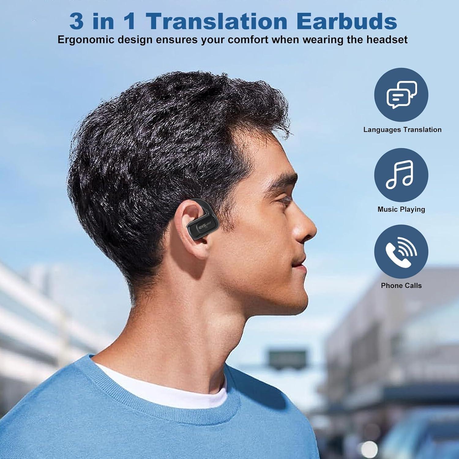 Auriculares Traductores de Idiomas exsulity - 144 Idiomas, Bluetooth 5.3
