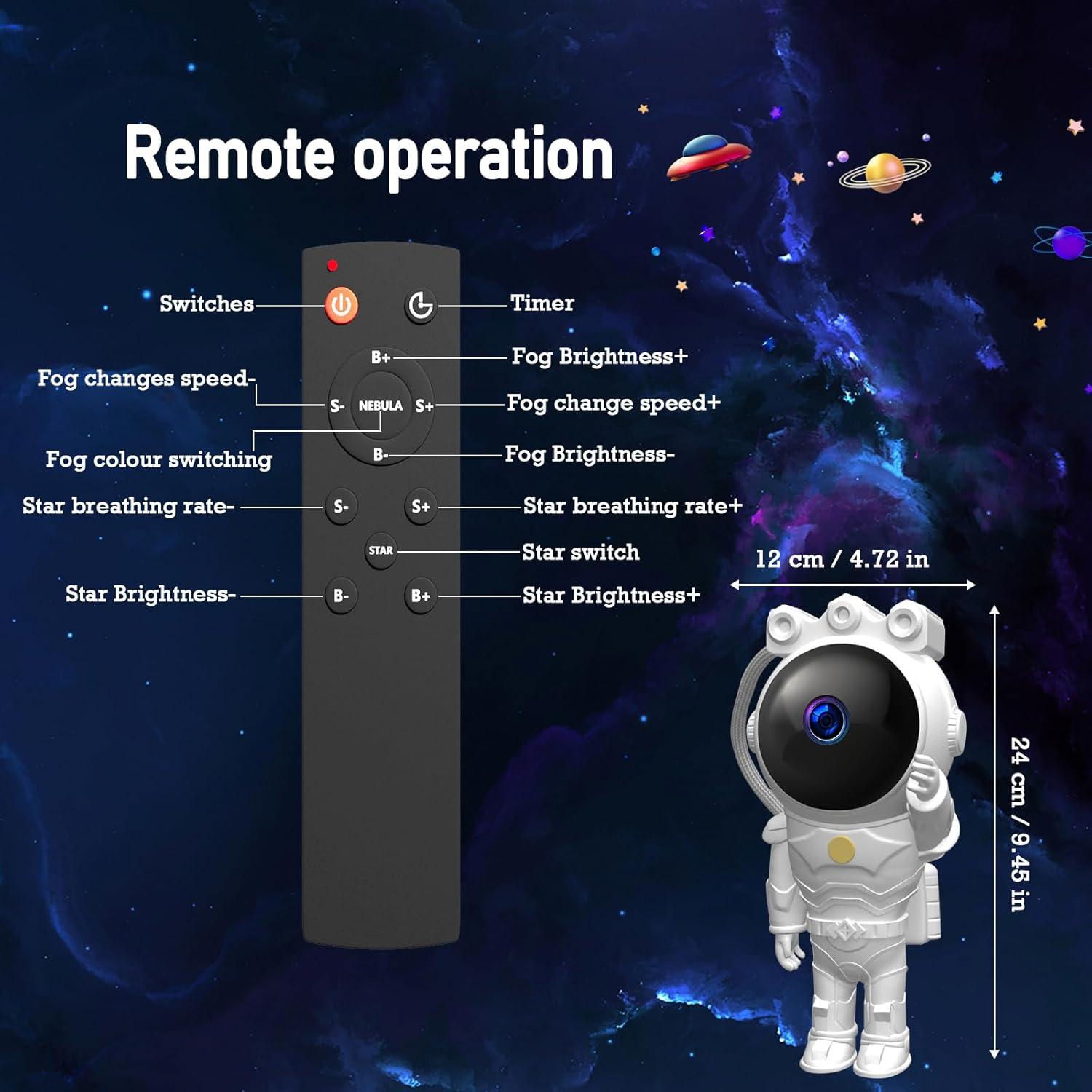 Proyector de Estrellas Nebulosas Astronauta LED con Control Remoto