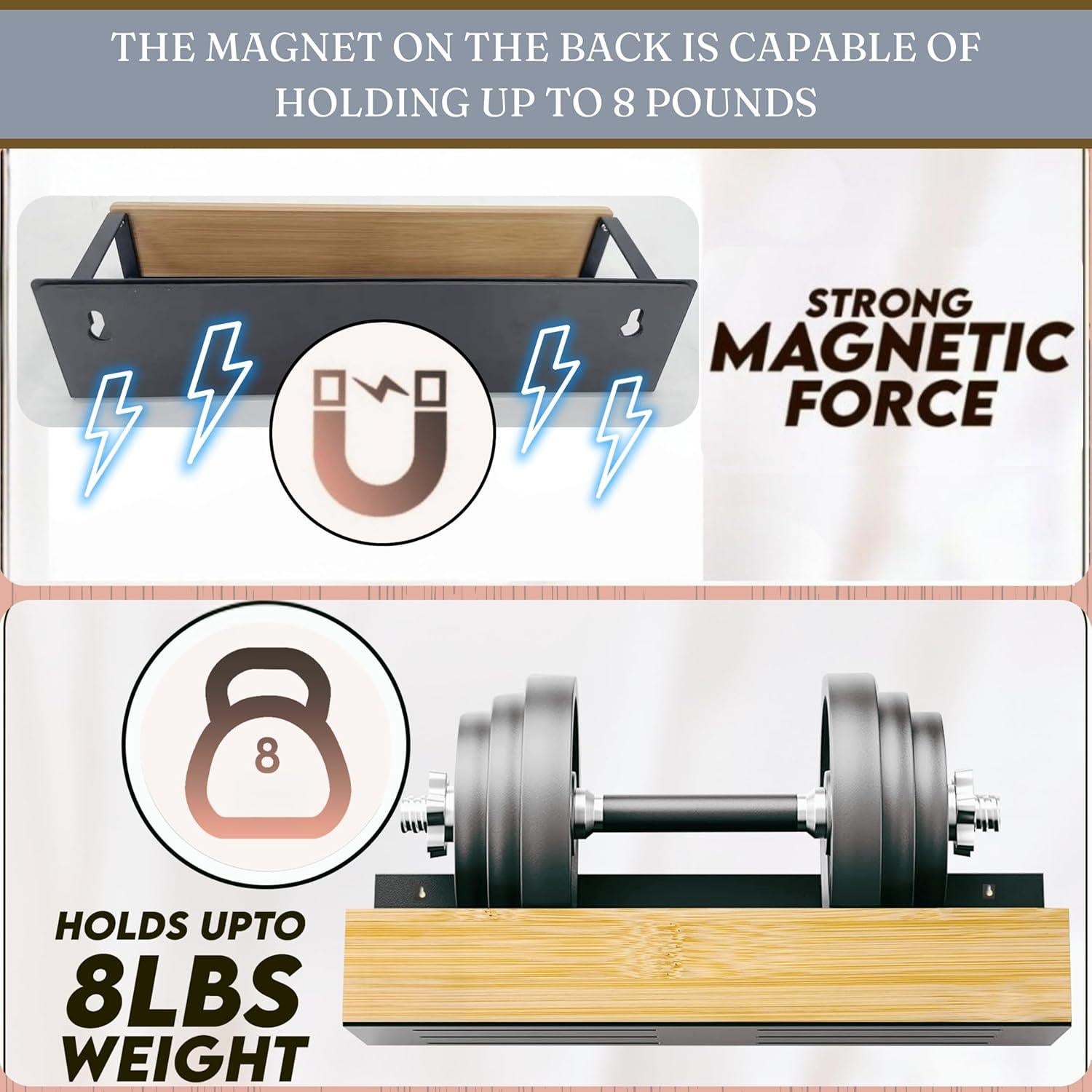 Estante Magnético para Especias WY Family - 3 Estantes, Negro-Bambú