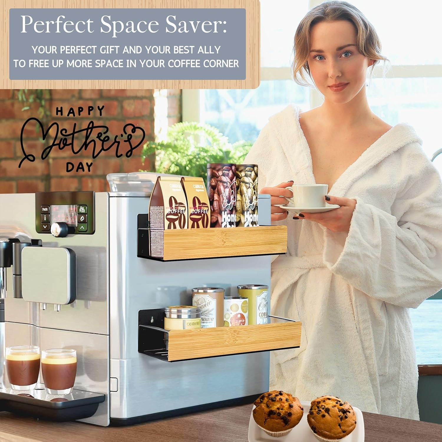 Estante Magnético para Especias WY Family - 3 Estantes, Negro-Bambú