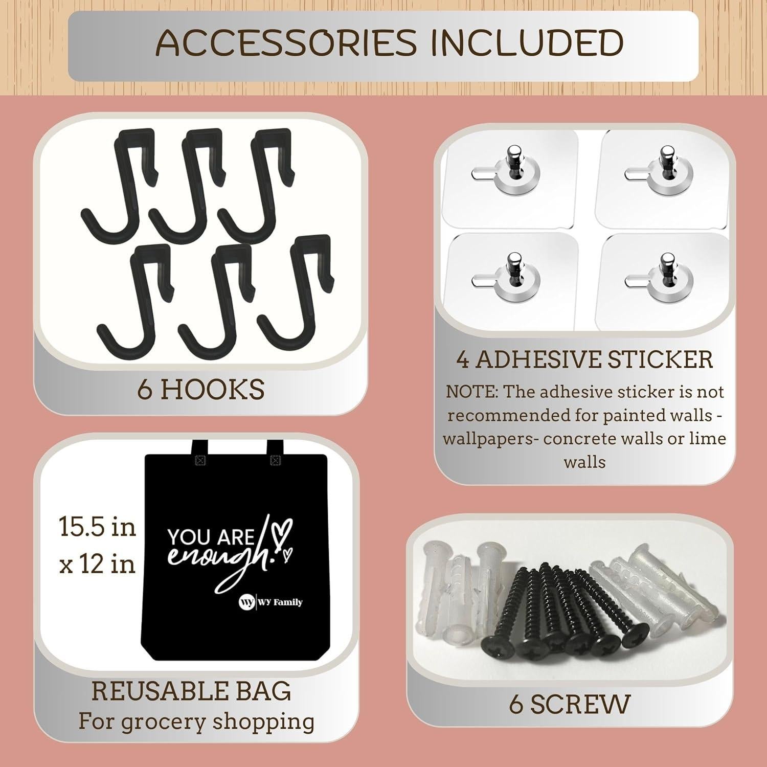 Estante Magnético para Especias WY Family - 3 Estantes, Negro-Bambú