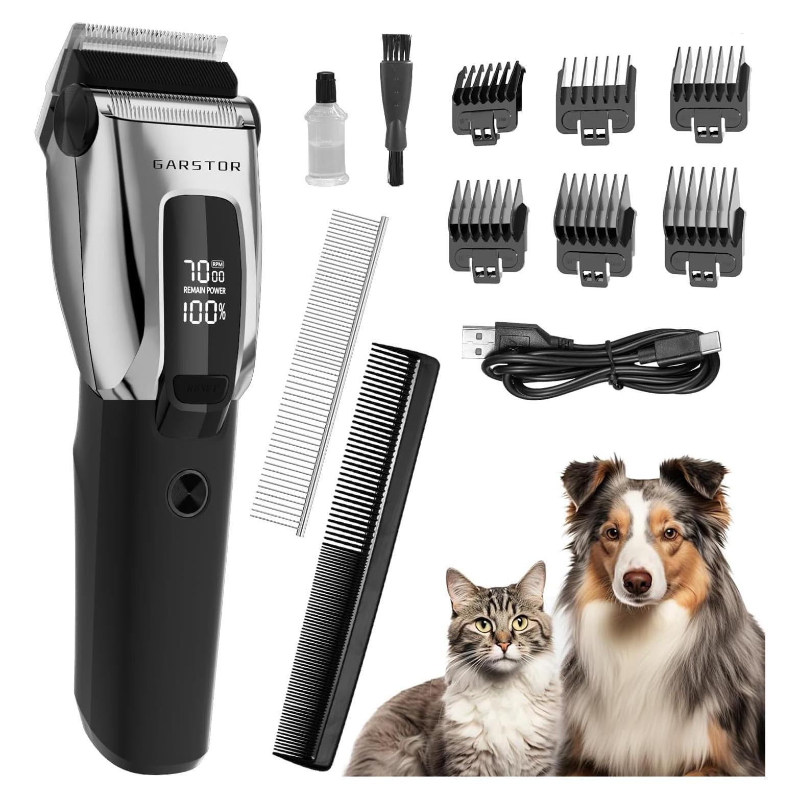 Dog Shears for Grooming Clippers Kit Professional for Thick Hair Coats,Low Noise Rechargeable Cordless Pet Shaver for Pets and Animals, Dog Trimmer for Grooming-Silver