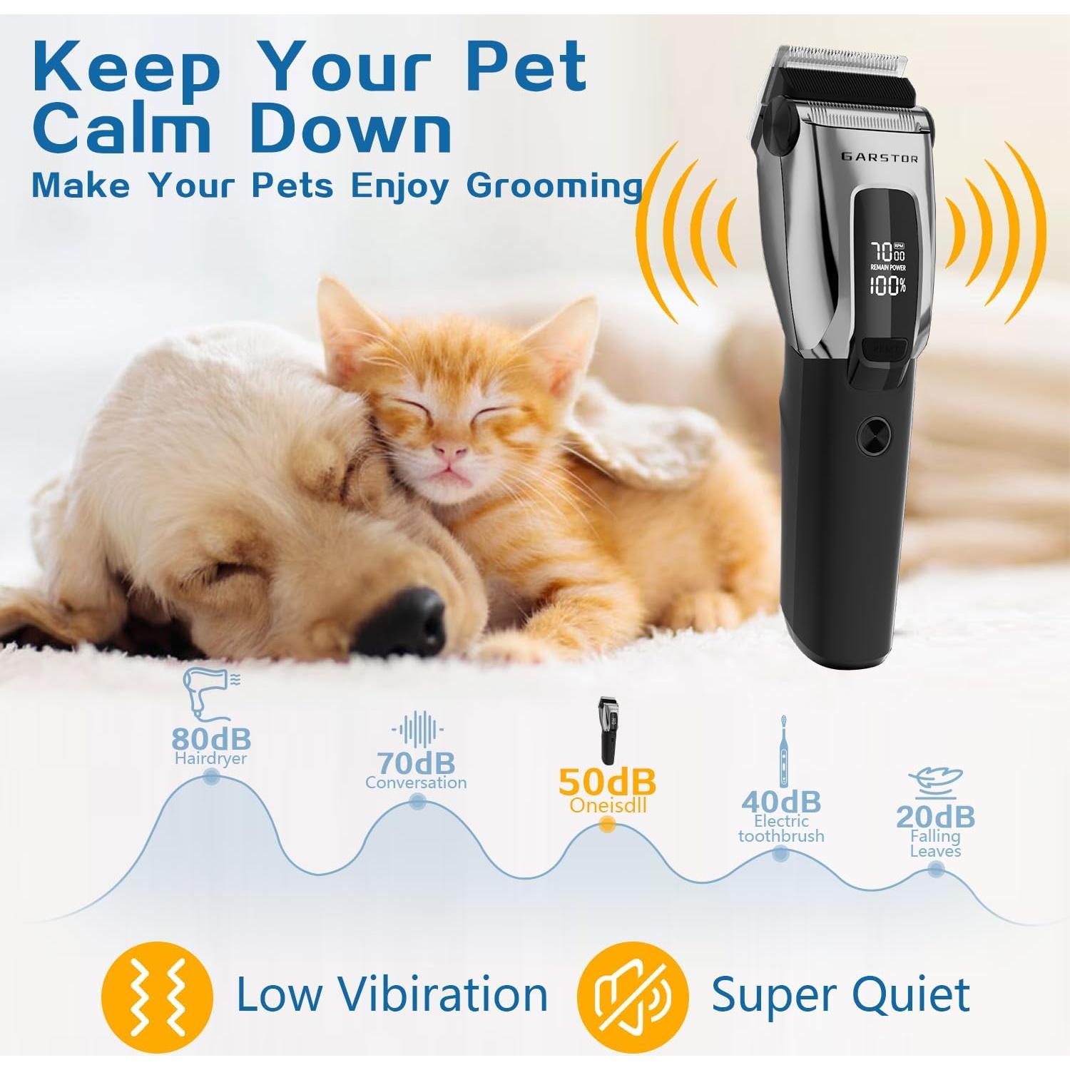 Dog Shears for Grooming Clippers Kit Professional for Thick Hair Coats,Low Noise Rechargeable Cordless Pet Shaver for Pets and Animals, Dog Trimmer for Grooming-Silver