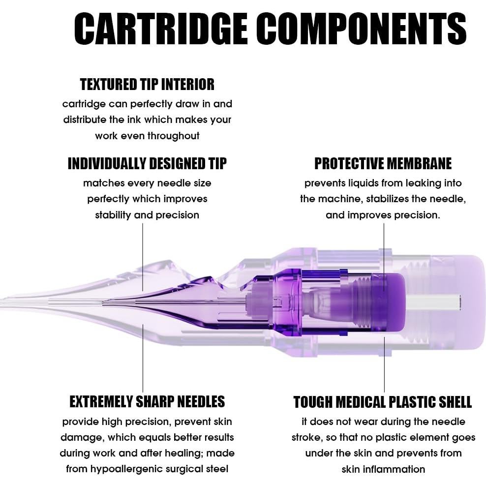 Cartuchos de Agujas de Tatuaje Mast Pro2 #10 Liner Redondo 50 Pcs