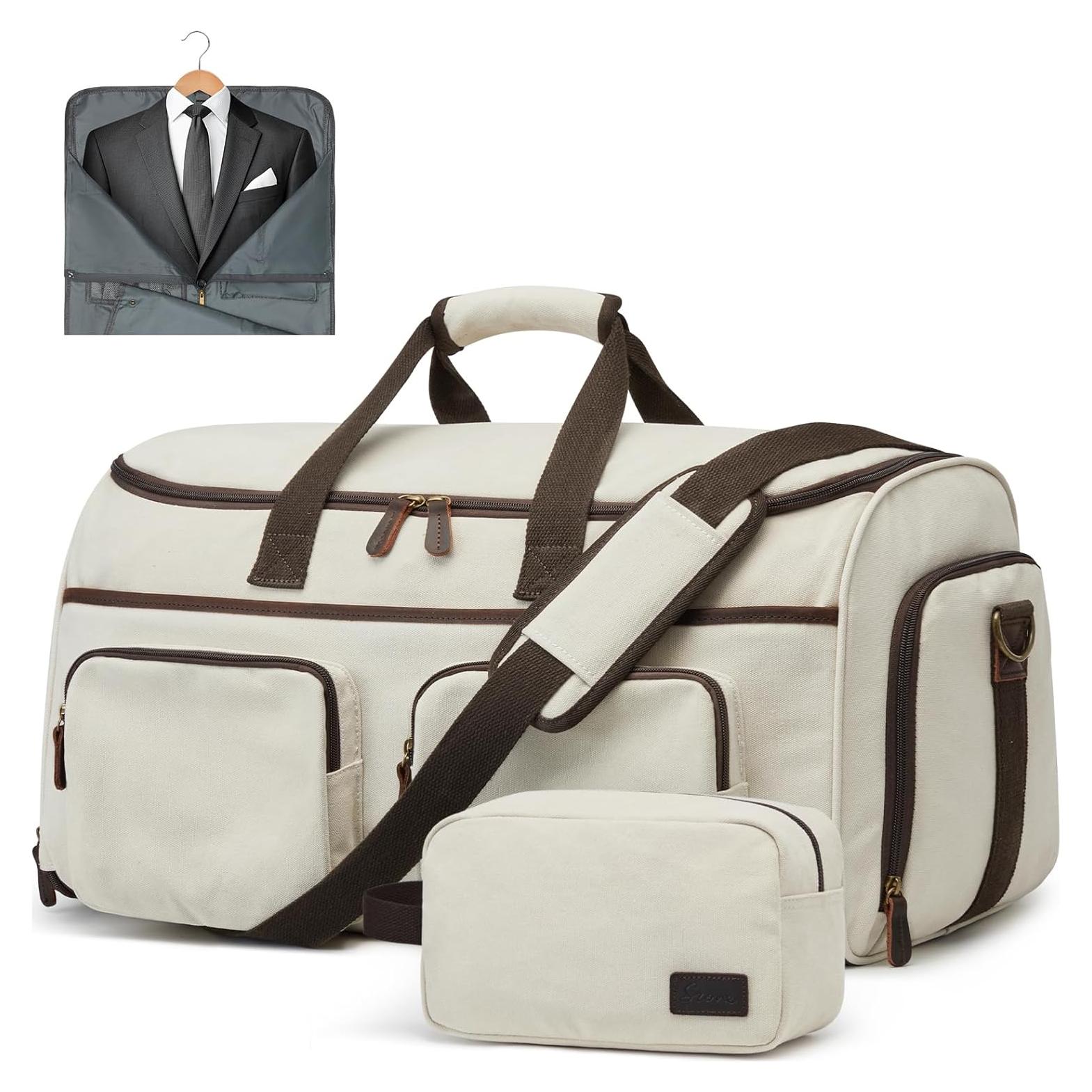Bolsa de Ropa de Viaje S-ZONE 50L Beige Duffle 3 en 1