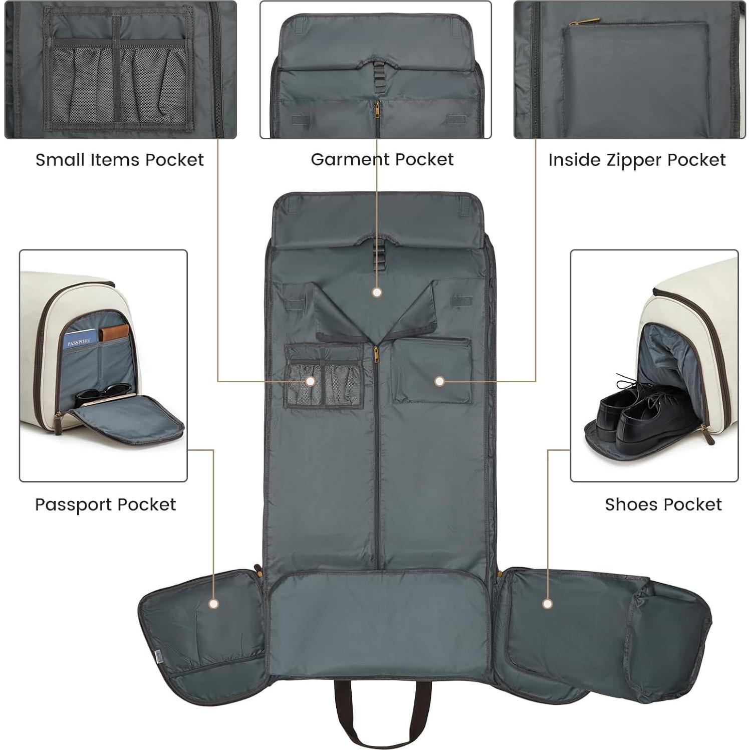 Bolsa de Ropa de Viaje S-ZONE 50L Beige Duffle 3 en 1