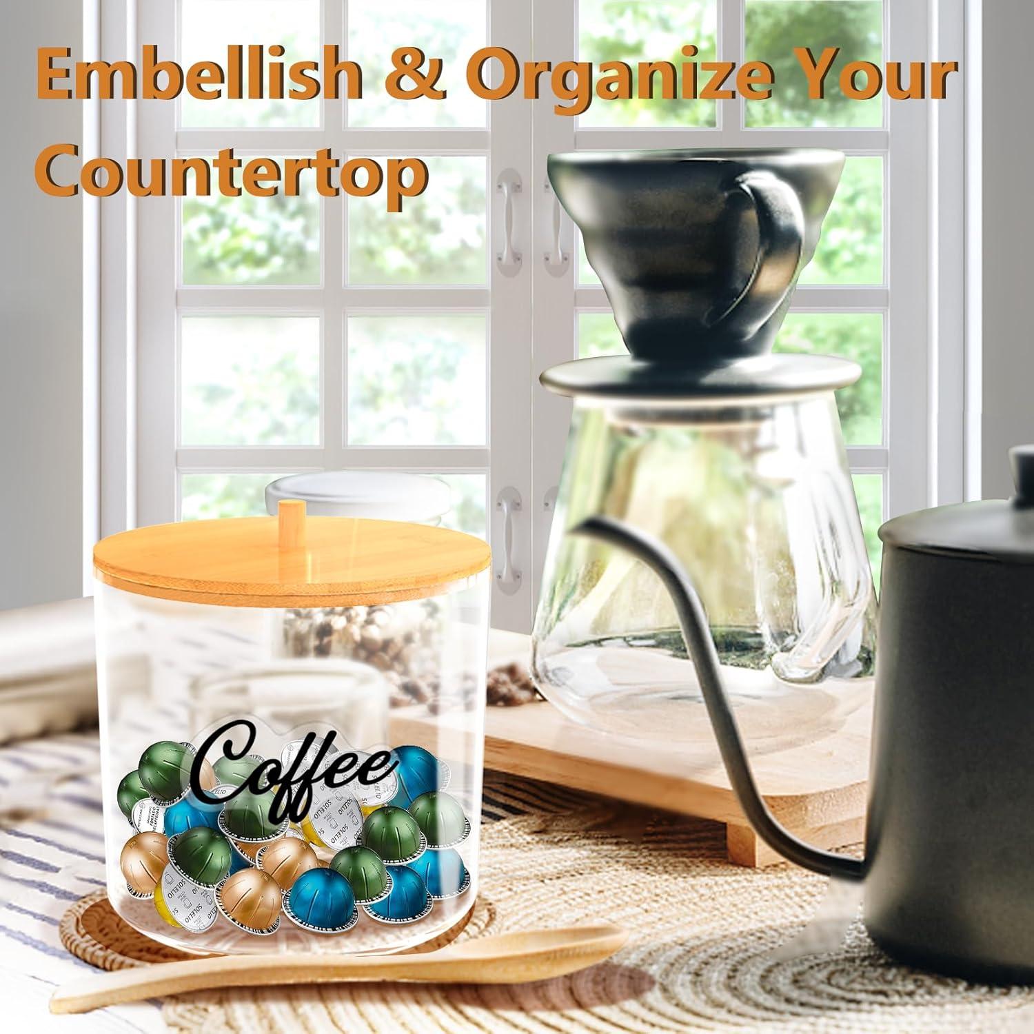 Soporte para Cápsulas de Café Homicozy con Tapa de Bambú 2.27L