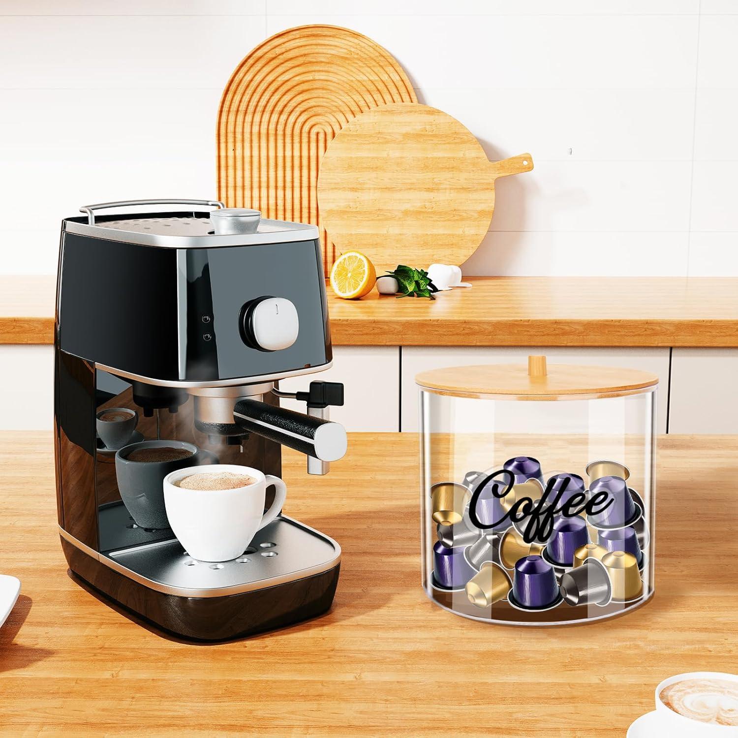 Soporte para Cápsulas de Café Homicozy con Tapa de Bambú 2.27L