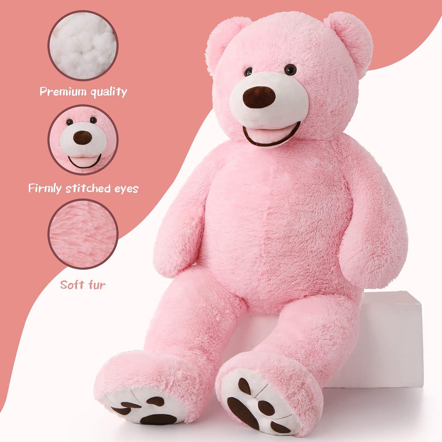Oso de Peluche Rosa MorisMos 129 cm Suave y Grande