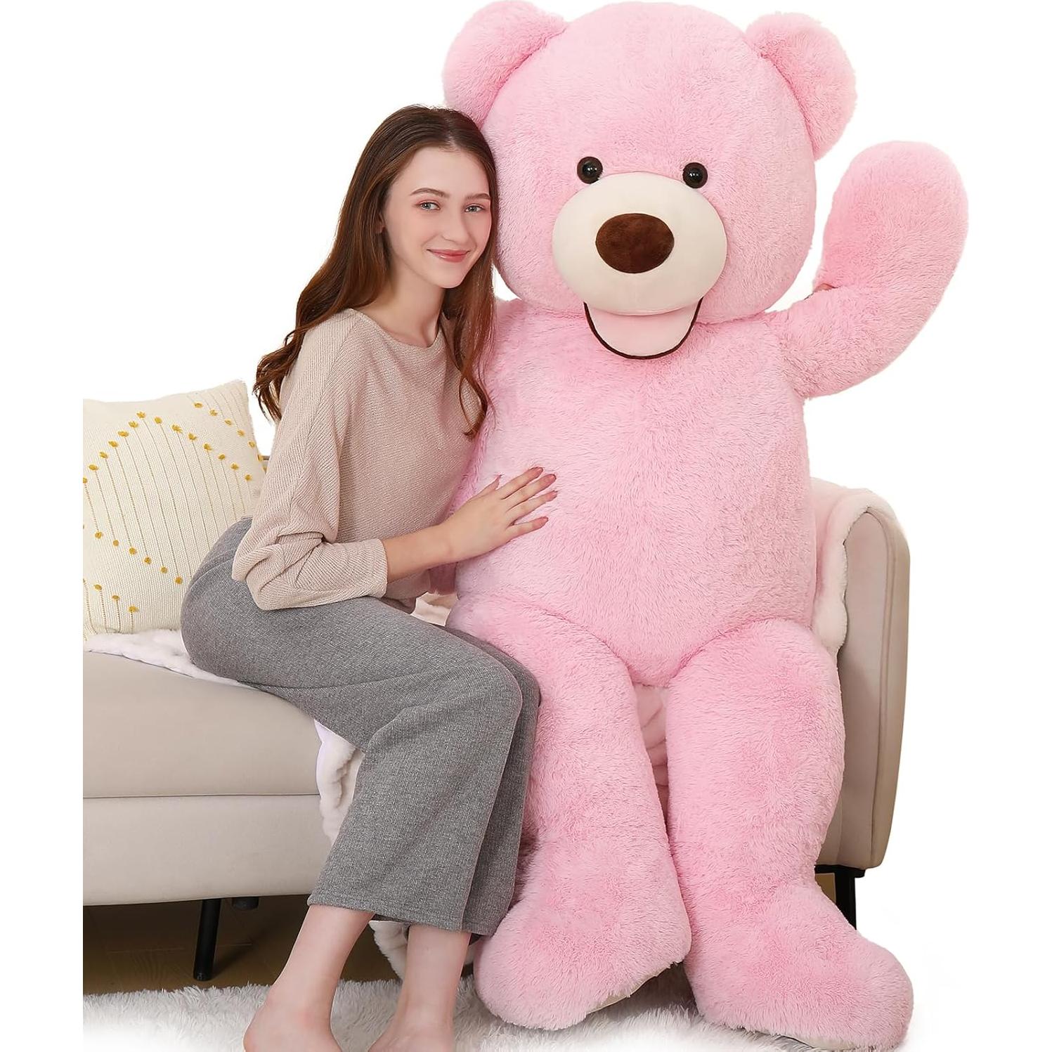 Oso de Peluche Rosa MorisMos 129 cm Suave y Grande