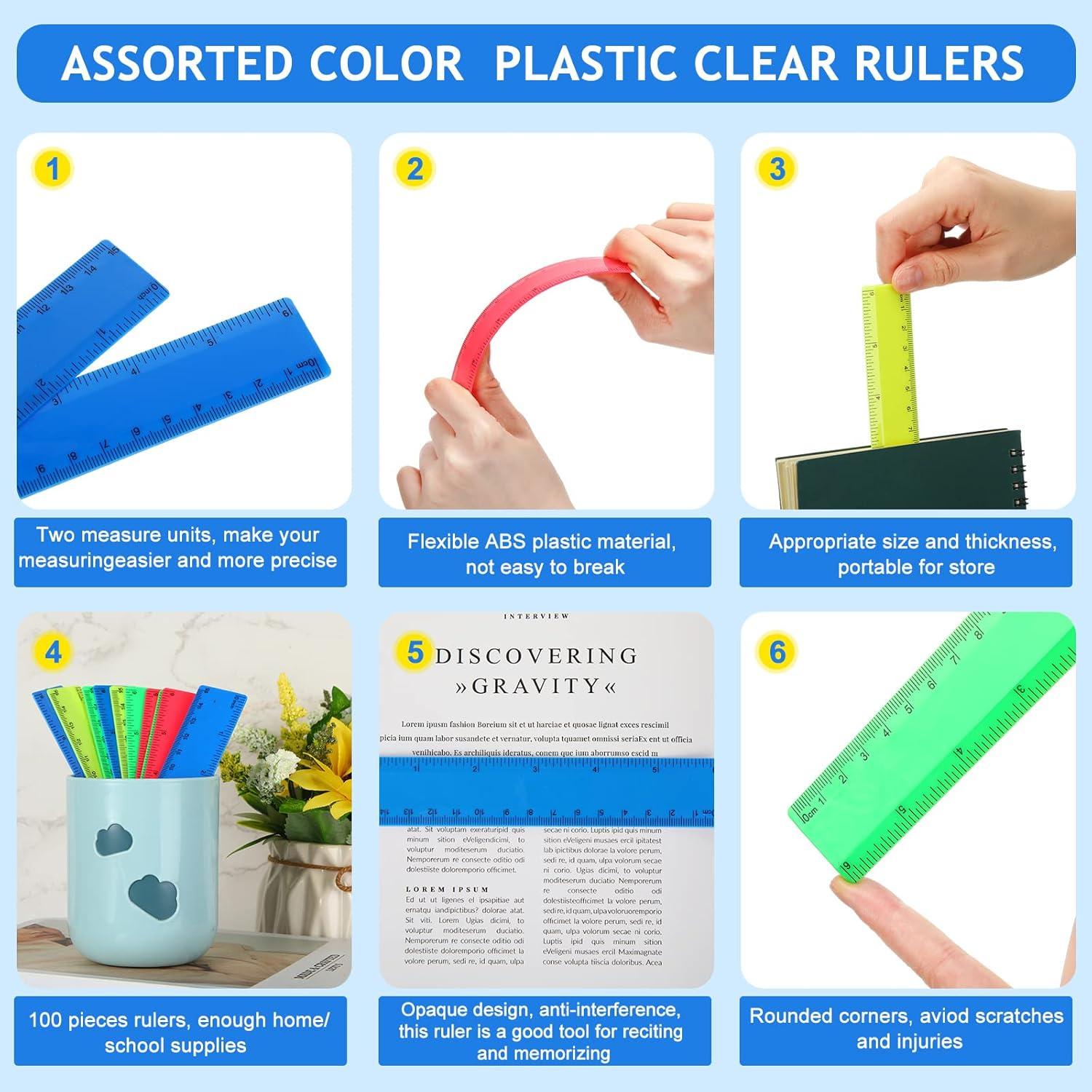 Regla Plástica Flexible Zonon 15.24 cm 100 Pcs para Estudiantes