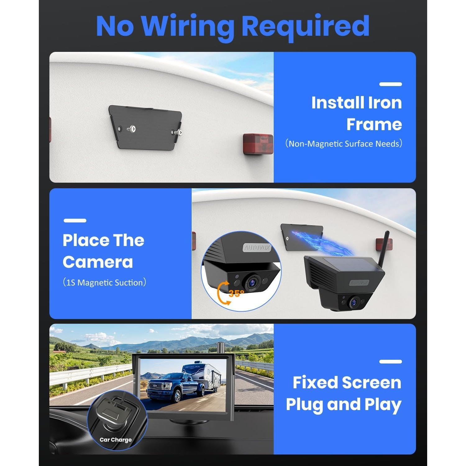 Cámara de Respaldo Inalámbrica Solar AUTO-VOX 5" 1080P