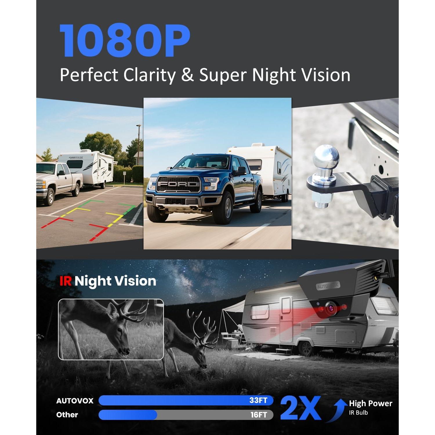 Cámara de Respaldo Inalámbrica Solar AUTO-VOX 5" 1080P