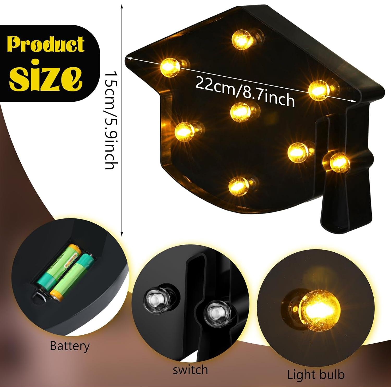 Decoración Iluminada Sombrero de Licenciatura VIHOSE 23.5x16.5cm