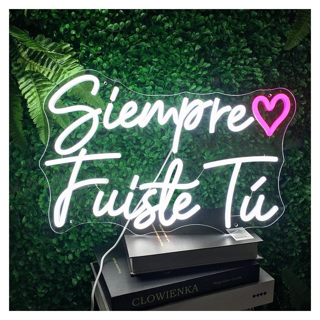 Luz Neón LED Rosa y Blanca 'Siempre Fuiste Tú' 44.5 cm