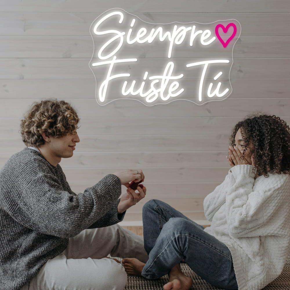 Luz Neón LED Rosa y Blanca 'Siempre Fuiste Tú' 44.5 cm