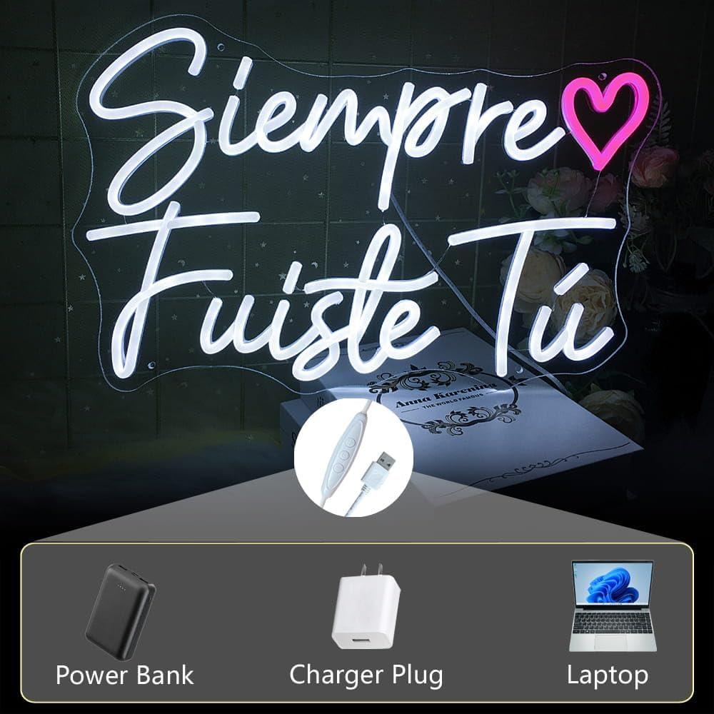 Luz Neón LED Rosa y Blanca 'Siempre Fuiste Tú' 44.5 cm