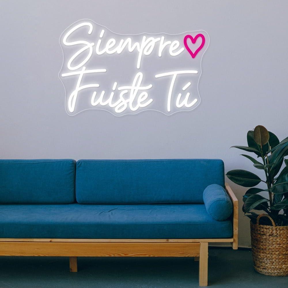 Luz Neón LED Rosa y Blanca 'Siempre Fuiste Tú' 44.5 cm