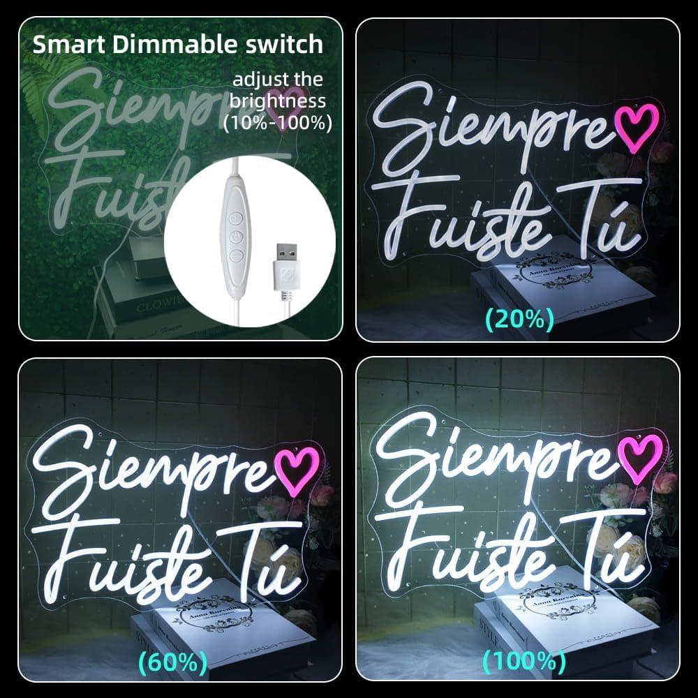 Luz Neón LED Rosa y Blanca 'Siempre Fuiste Tú' 44.5 cm