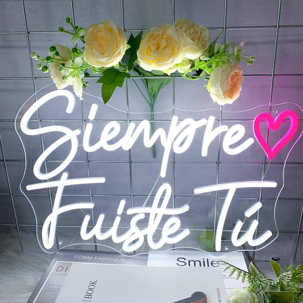 Luz Neón LED Rosa y Blanca 'Siempre Fuiste Tú' 44.5 cm