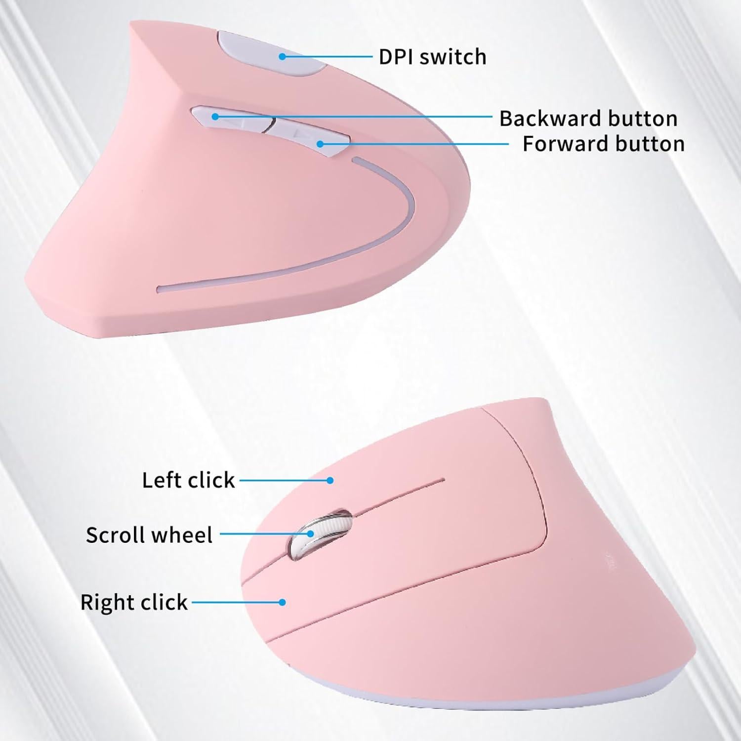 Ratón Ergonómico Inalámbrico para Zurdos Sunffice Rosa