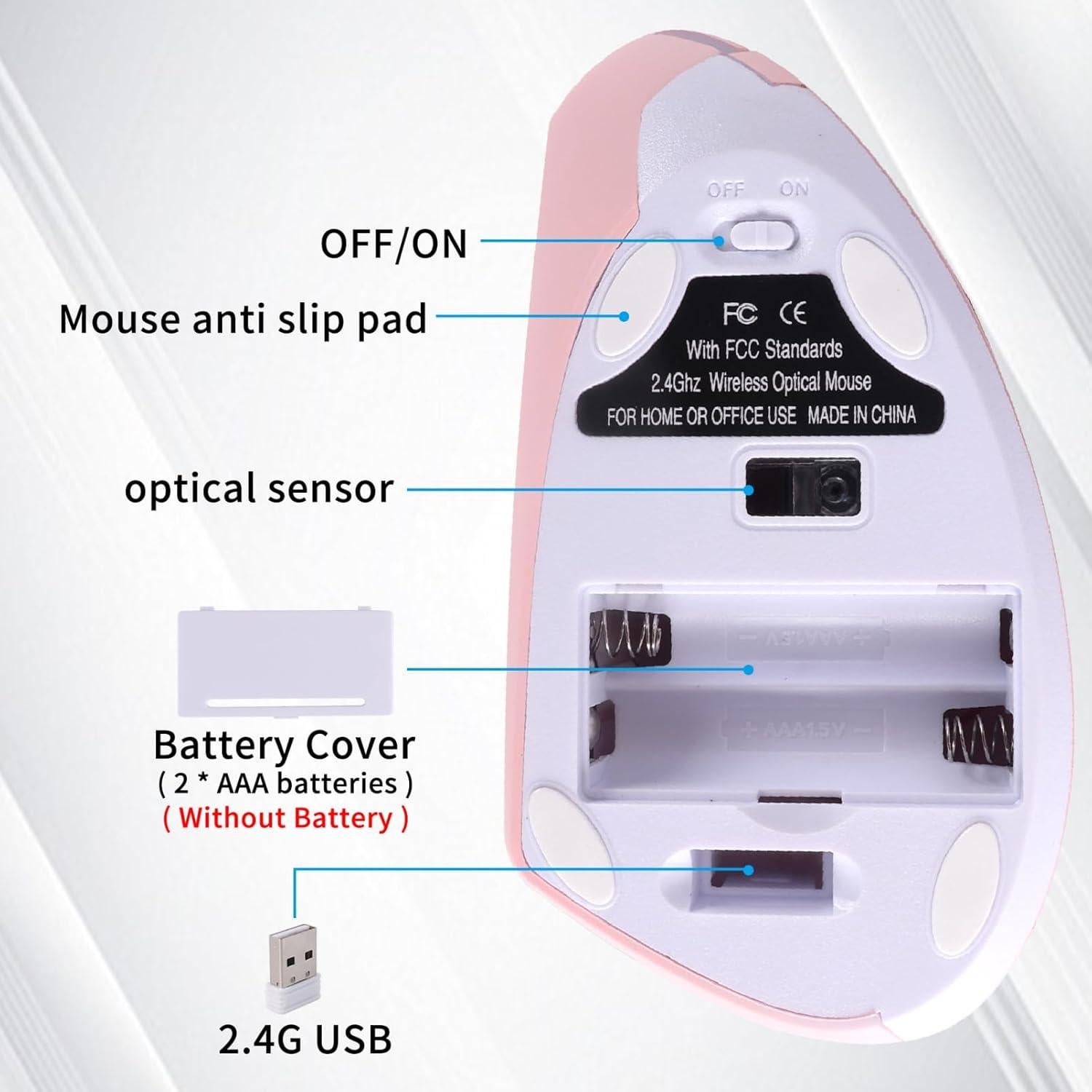 Ratón Ergonómico Inalámbrico para Zurdos Sunffice Rosa