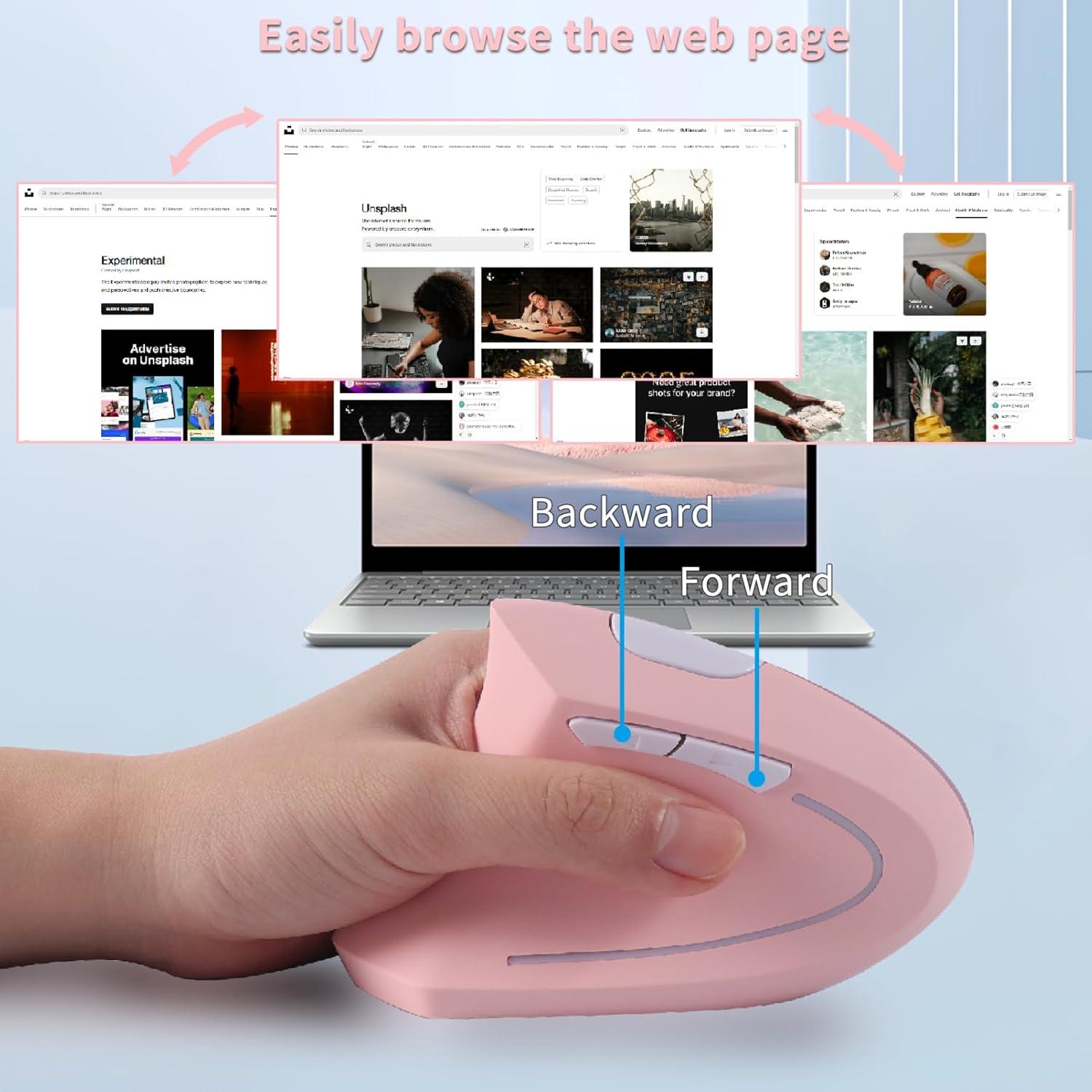 Ratón Ergonómico Inalámbrico para Zurdos Sunffice Rosa