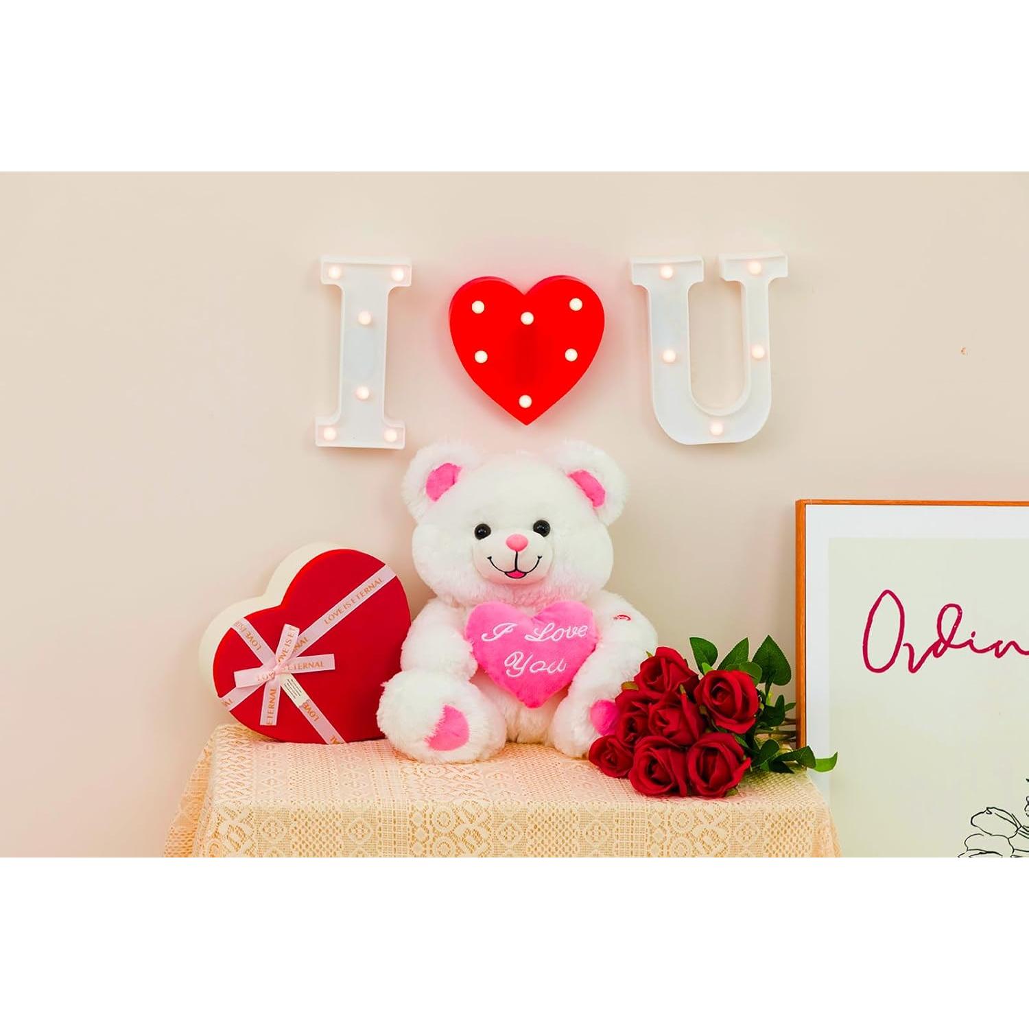 Oso de Peluche HollyHOME 33 cm con Corazón Rosa Te Quiero