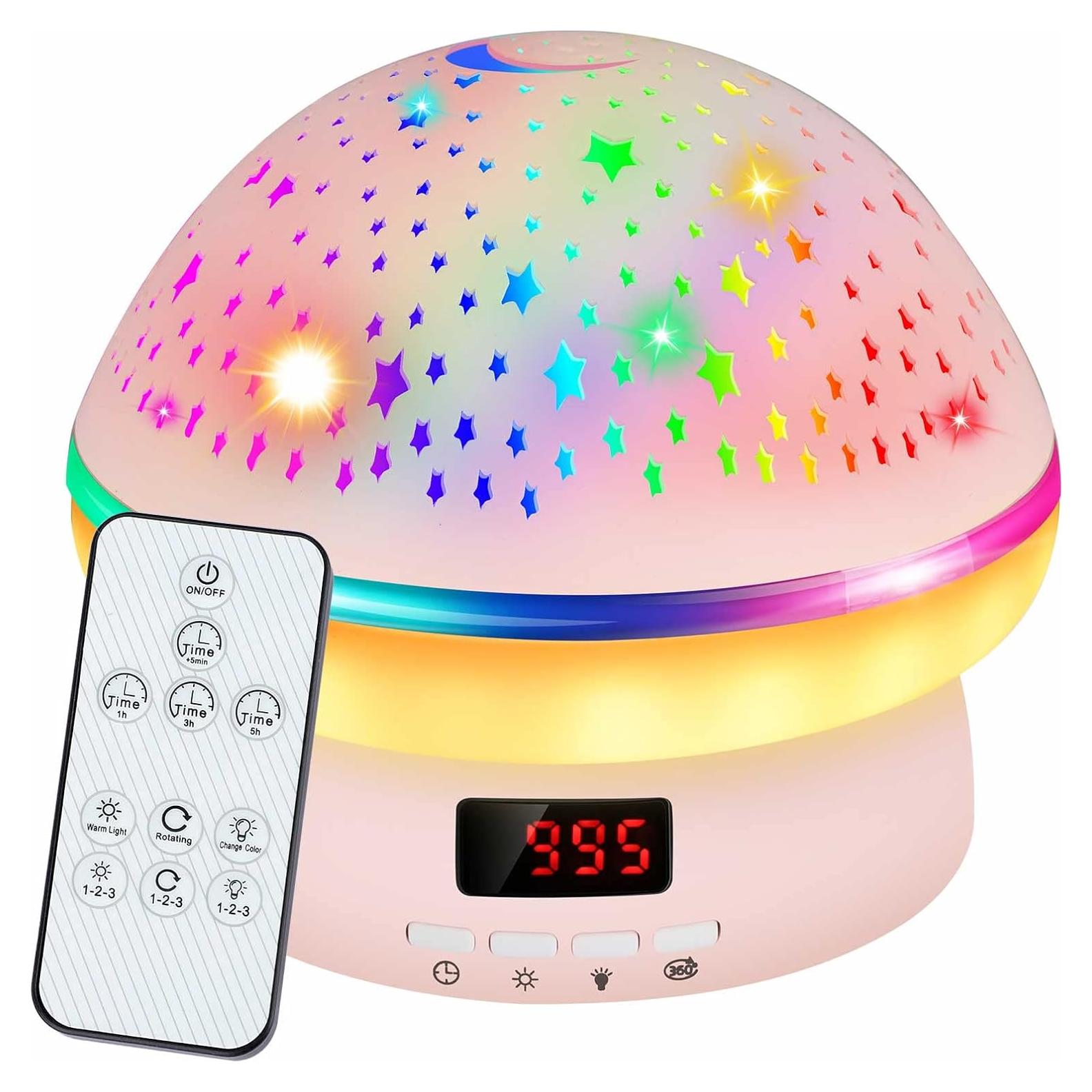 Proyector de Estrellas Jeebuu Hongo Rosa Luz Nocturna