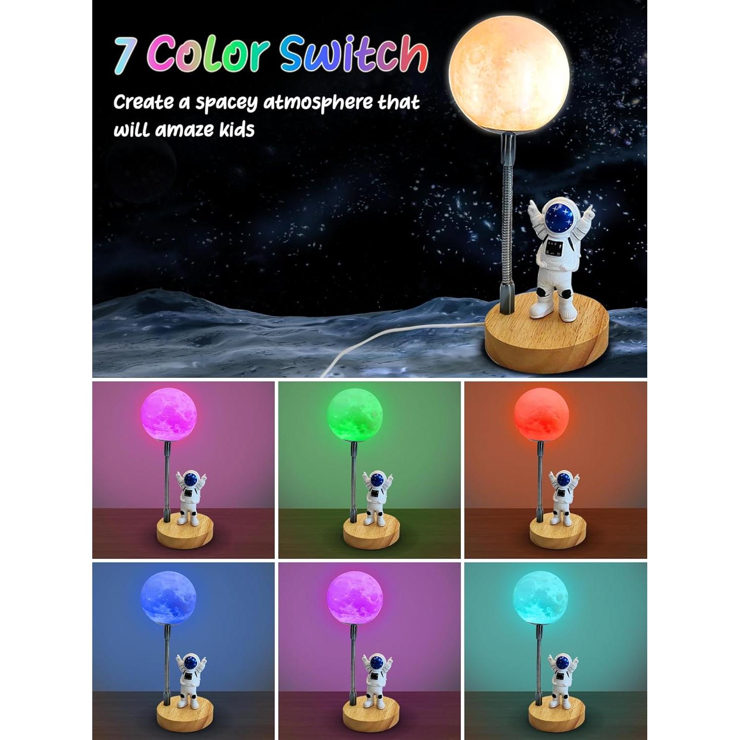 Lámpara de Luna Astronauta JERP 26.4 cm 7 Colores LED