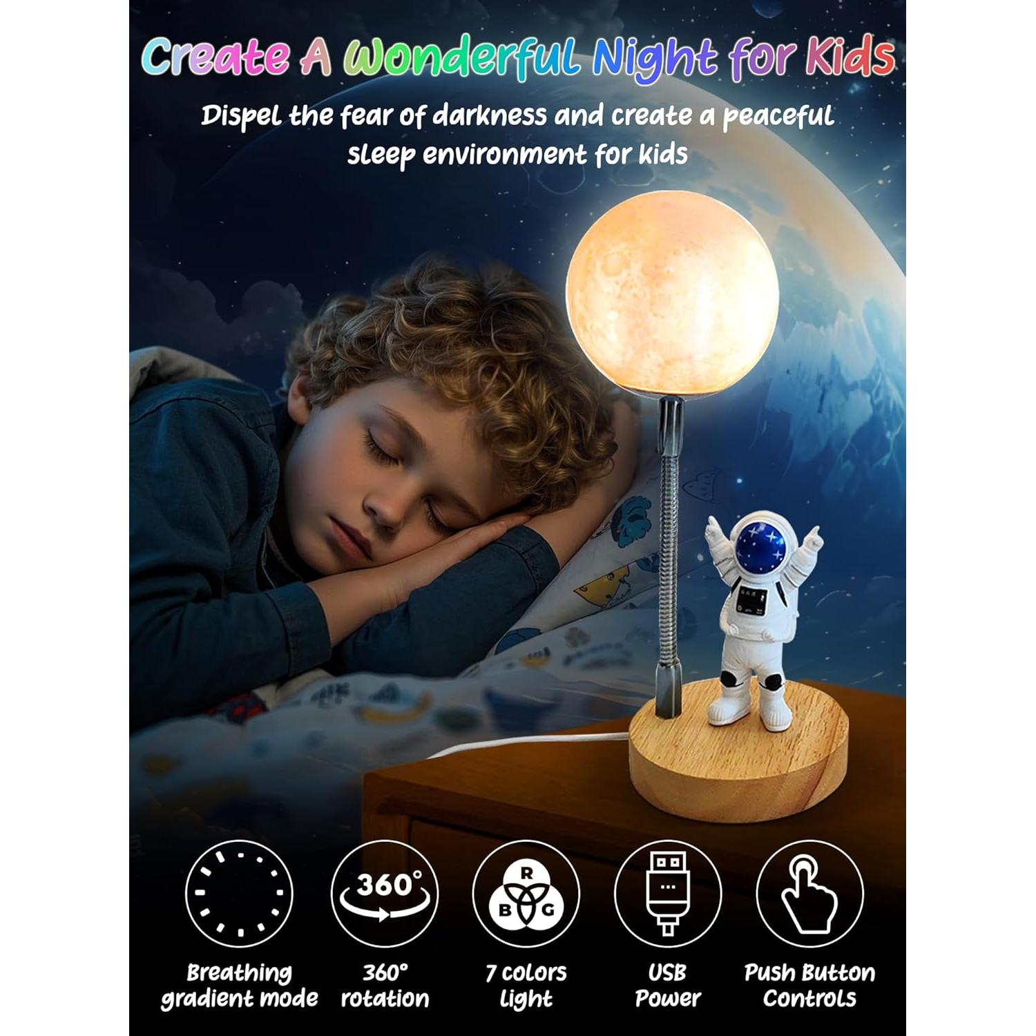 Lámpara de Luna Astronauta JERP 26.4 cm 7 Colores LED