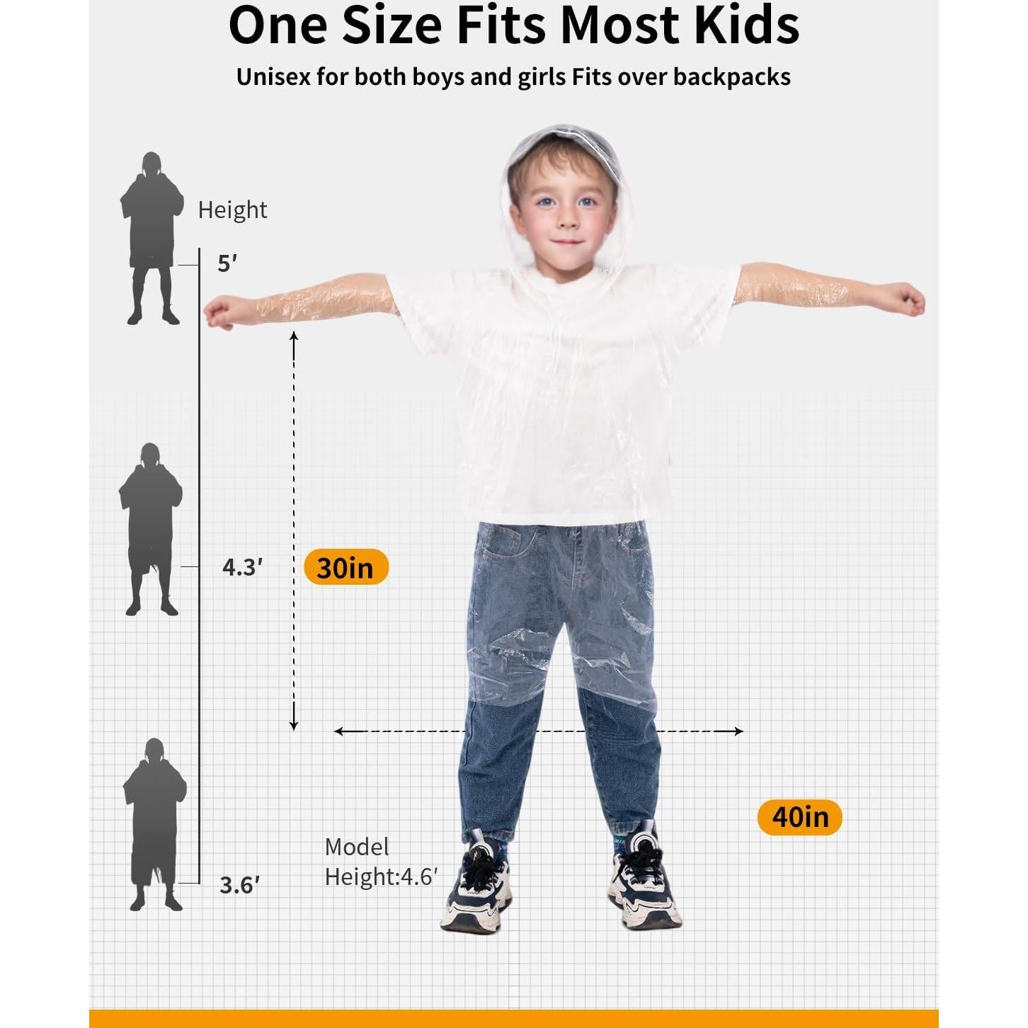 Ponchos desechables impermeables Hitituto para niños 6pcs