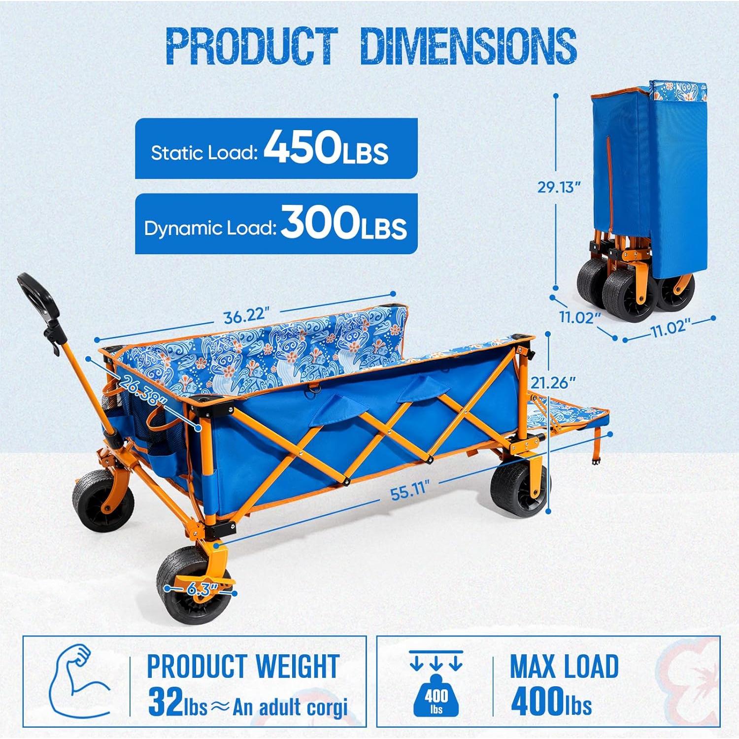 Carro de Playa Plegable Old Bahama Bay 140 cm - 181 kg