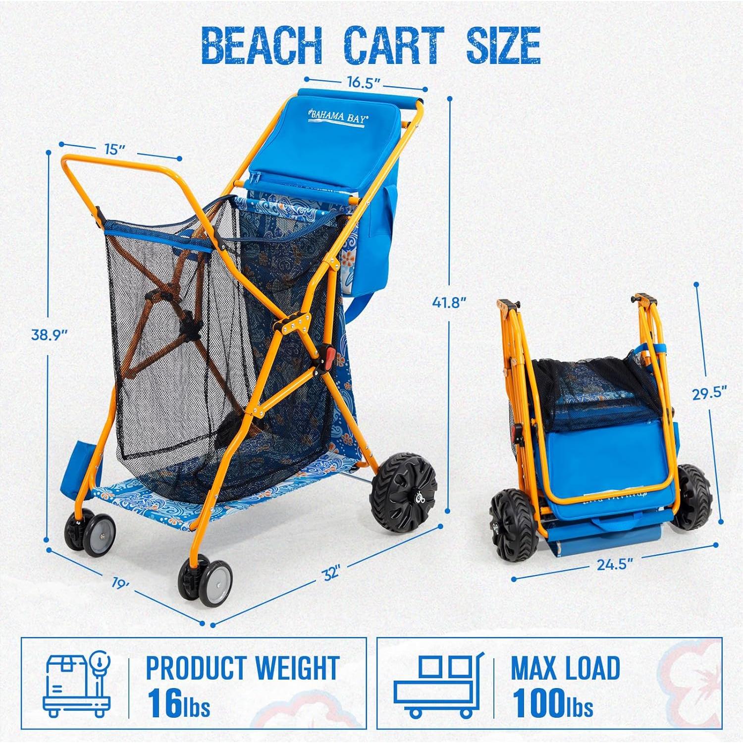 Carro de Playa Old Bahama Bay Azul con Bolsa Térmica 20L