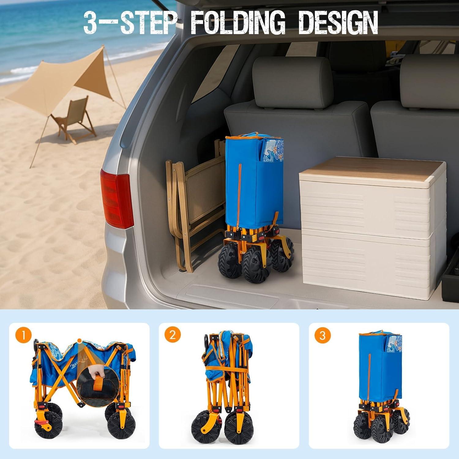 Carro de Playa Plegable Old Bahama Bay 2 en 1 con Freno