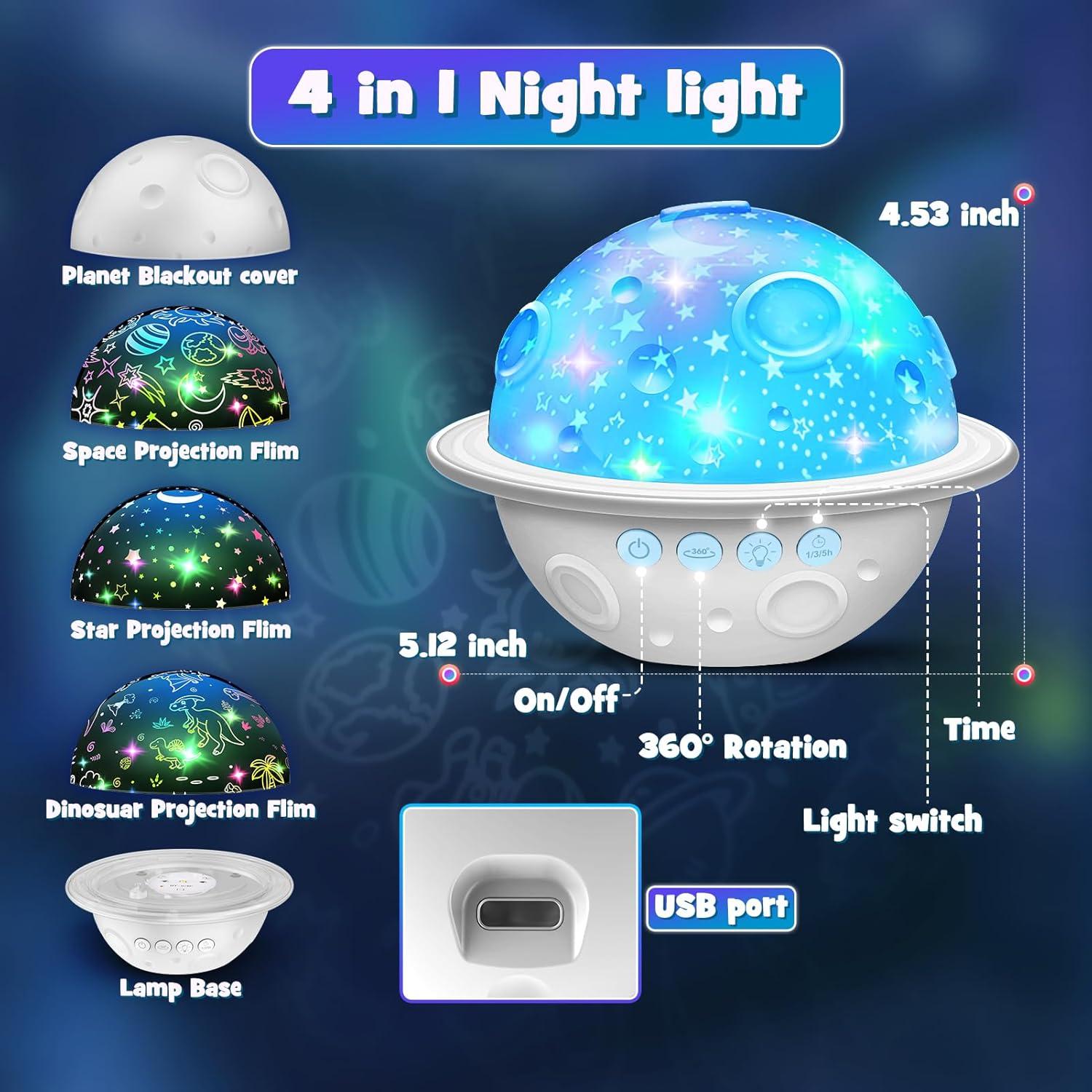 Lámpara Proyector de Luz Nocturna DEVRNEZ 4 en 1 Infantil