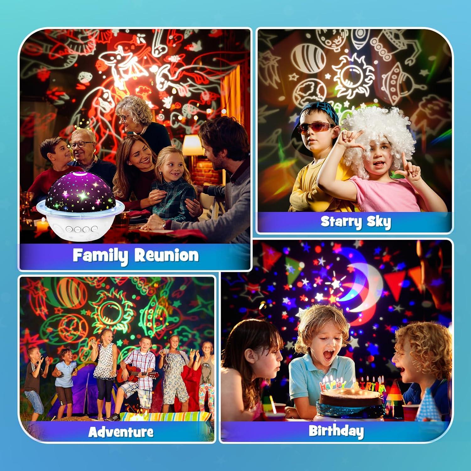 Lámpara Proyector de Luz Nocturna DEVRNEZ 4 en 1 Infantil