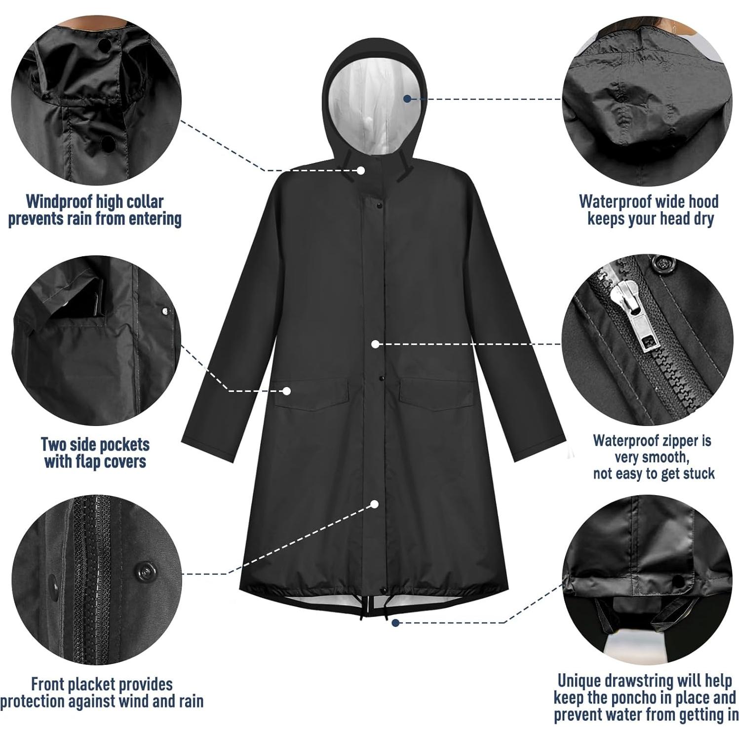 Poncho de Lluvia Impermeable Anyoo para Mujeres - Ligero y Reutilizable