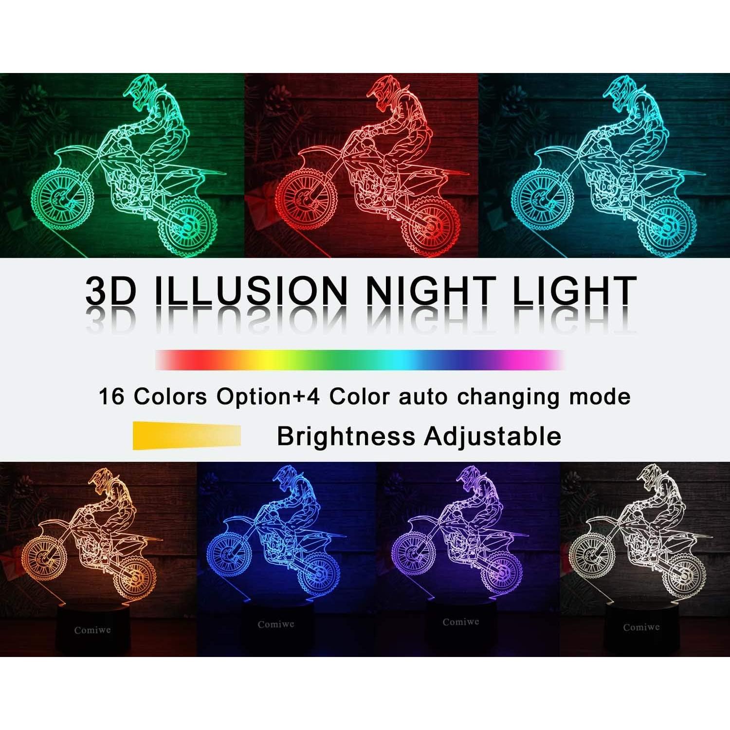 Lámpara LED Motocross KOLITEE 3D 16 Colores Control Remoto