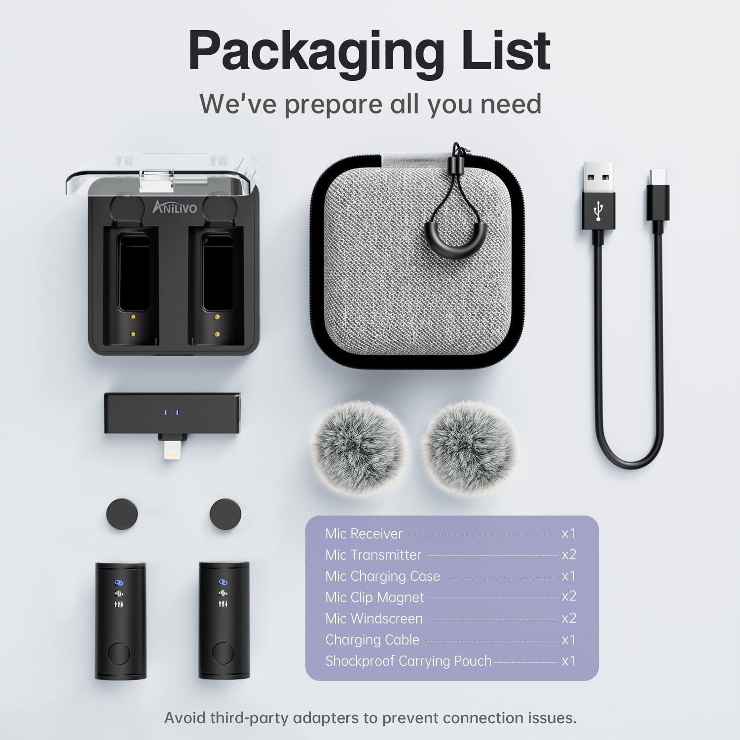 Micrófono Lavalier Inalámbrico Anilivo M5S para iPhone