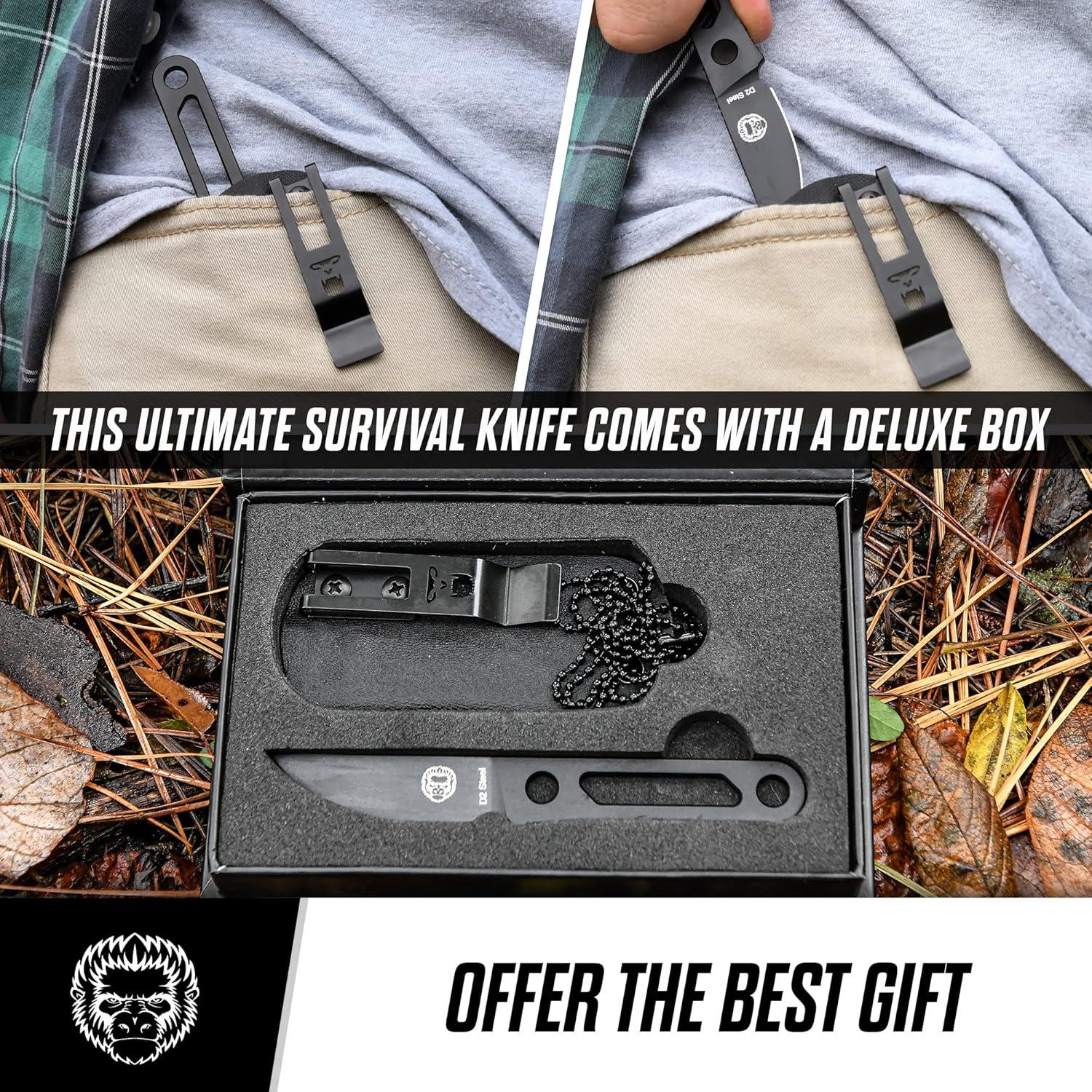 Cuchillo de Supervivencia Gorila Holtzman D2 con Funda Negra